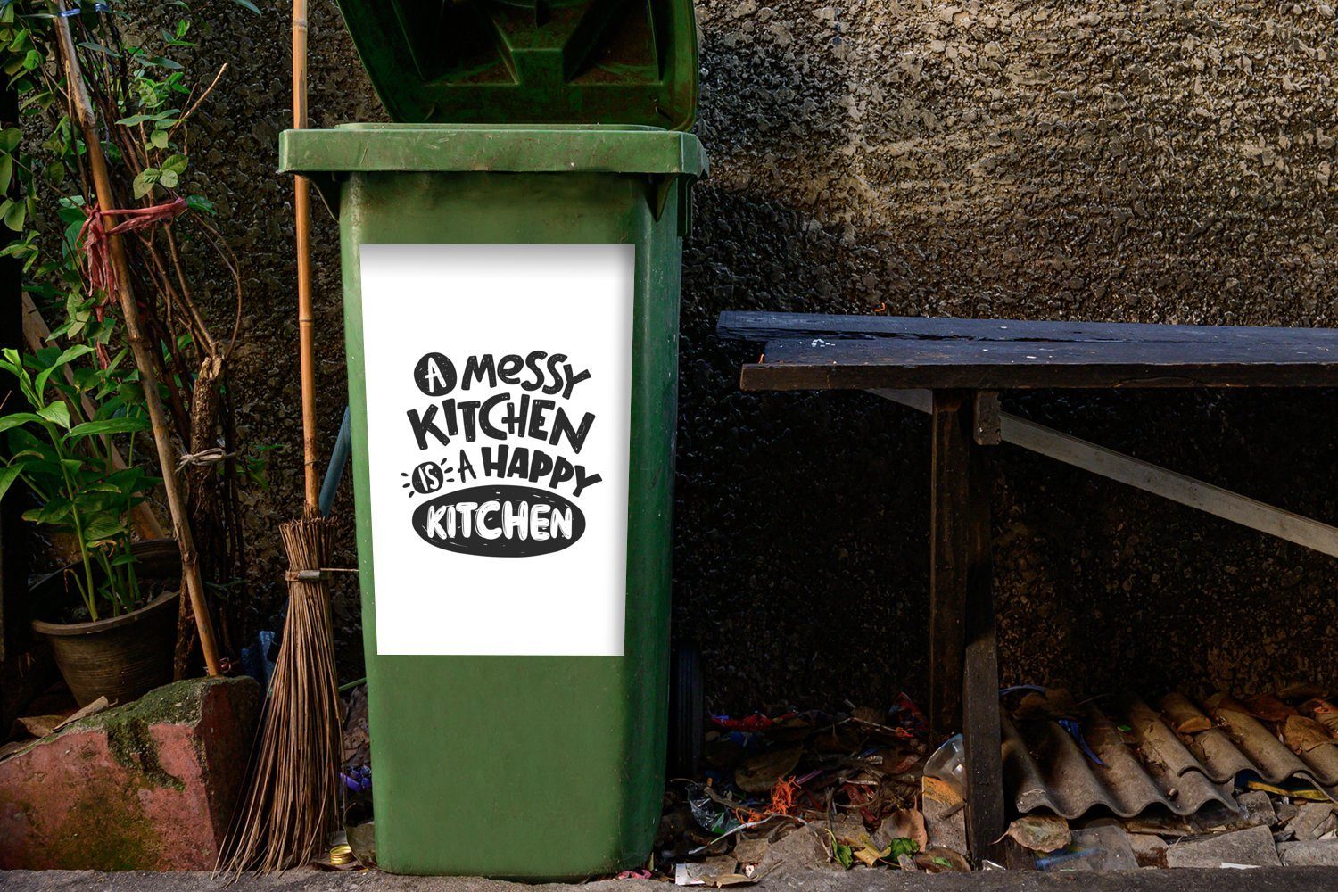 MuchoWow Wandsticker Kochen - Zitate - (1 Abfalbehälter Mülleimer-aufkleber, Mülltonne, St), Container, Sticker, Küche