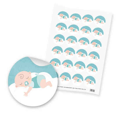 itenga Aufkleber itenga 24x Sticker "Baby auf Wolke" (Motiv 149) mintgrün pastell