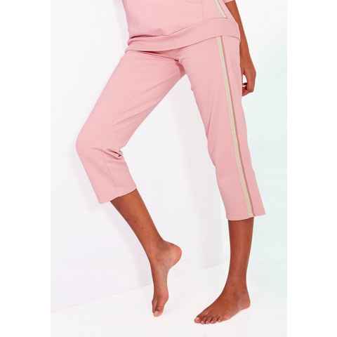 Bench. Loungewear Relax-Caprihose mit Glitzerstreifen, Loungeanzug