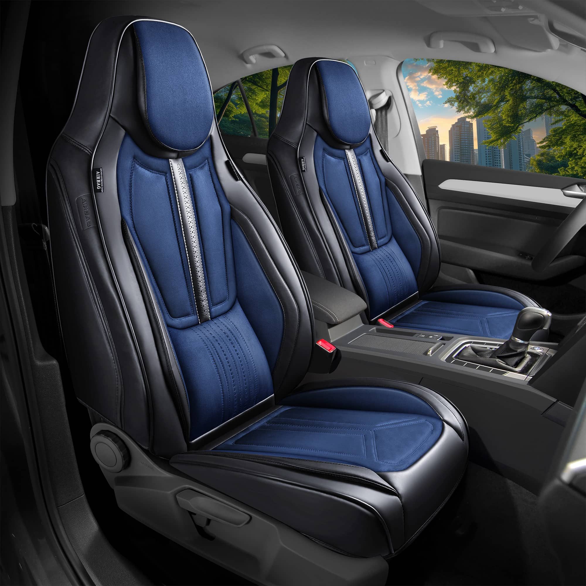 BREMER SITZBEZÜGE Autositzbezug für Hyundai i10 1. Gen. Bj 2008-13 (DS5), Set, Schonbezüge Sitzbezüge Fahrer und Beifahrer, in Schwarz/Blau