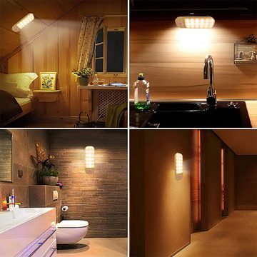 BlingBin LED Nachtlicht 2 Stück Schranklicht mit Bewegungsmelder Warmweiß, USB Aufladbar, LED fest integriert, Warmweiß, Nachtlampe Kinder für Badezimmer/Gang/Treppe/Garage