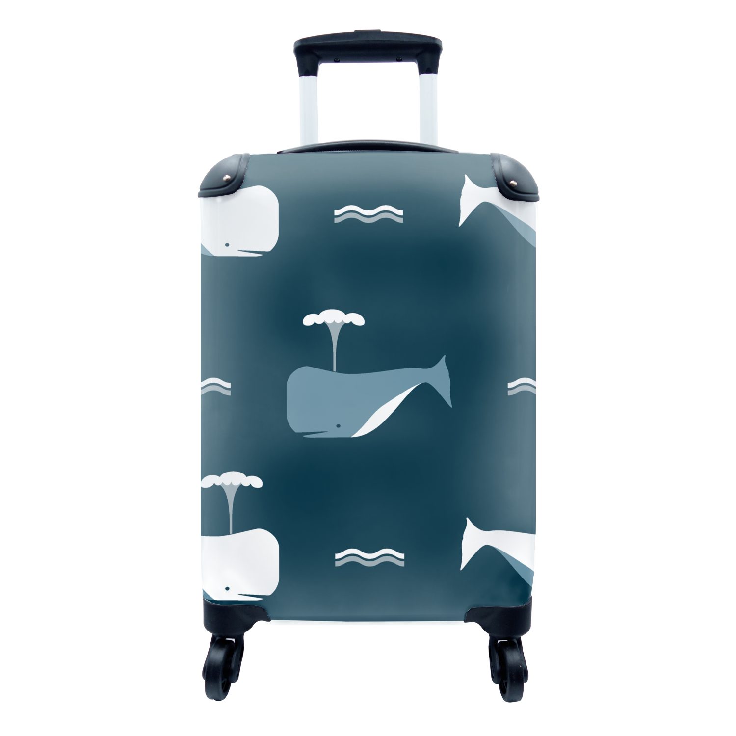 MuchoWow Handgepäckkoffer Muster für Reisekoffer Kind - Wal Reisetasche Rollen, Trolley, mit - - - Kinder Handgepäck 4 rollen, - Wasser Ferien, Kinder