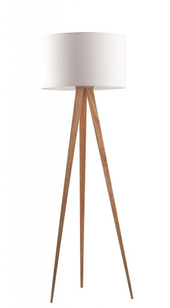 Stehlampe Stehleuchte TRIPOD WOOD WHITE von ZUIVER Schirm weiß Füße natur