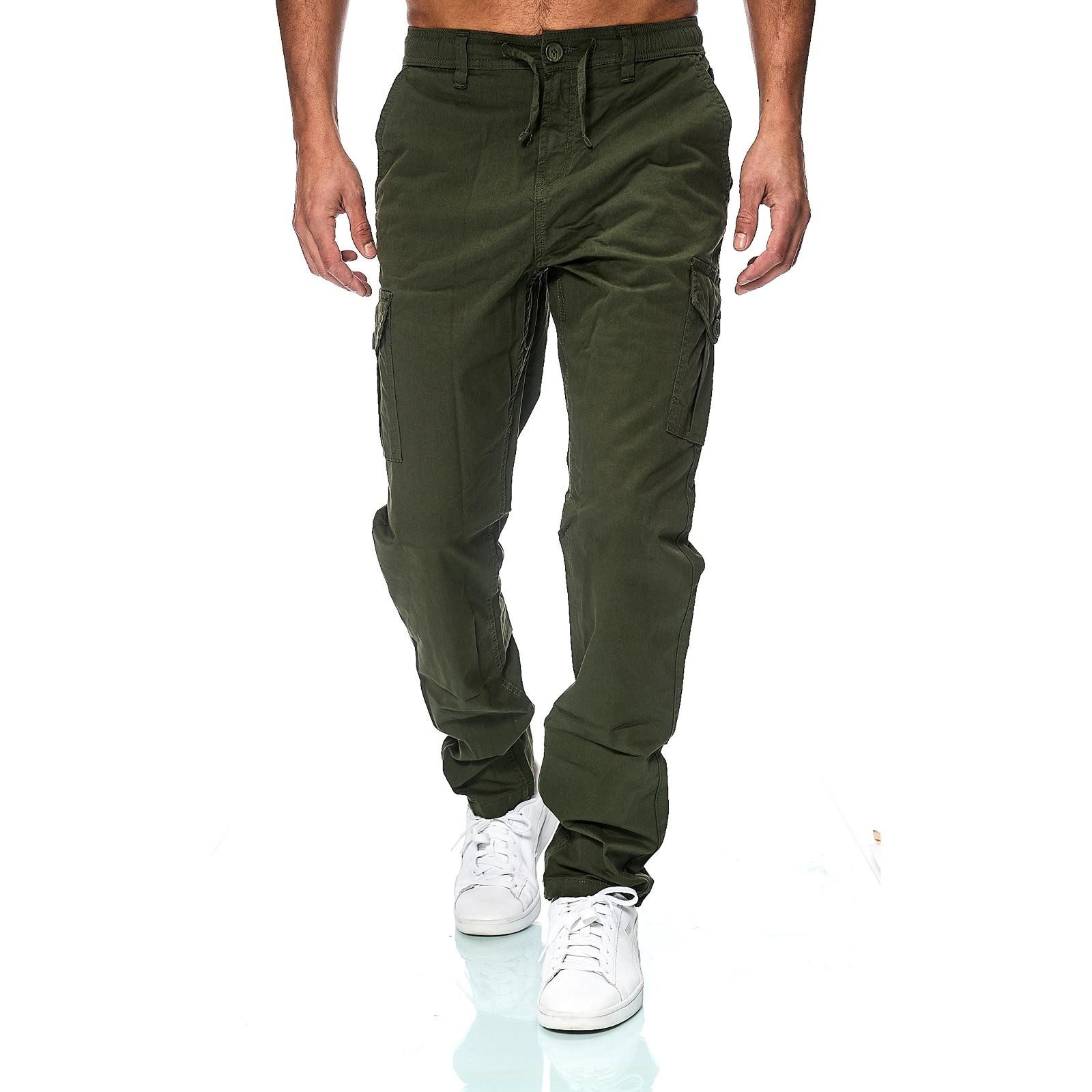iKENNAS Cargohose Herren Jogger Cargo Chino Jeans Hose (Cargohose 7015) Khaki XL