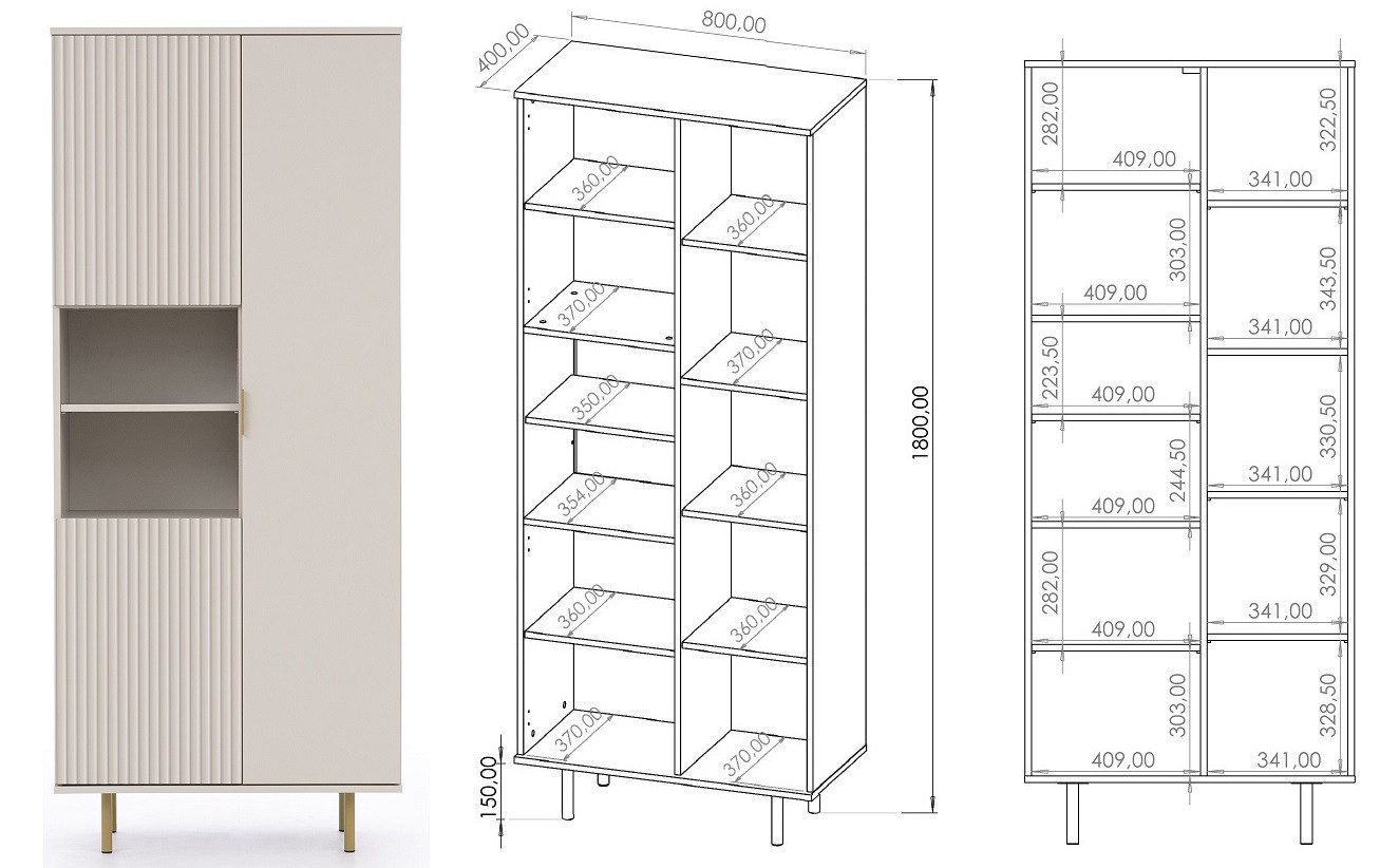 Marmex Möbel Wohnzimmer-Set NUBIA SET 06 TV-Wand-Set Lowboard Standregal Regal, (2-St)