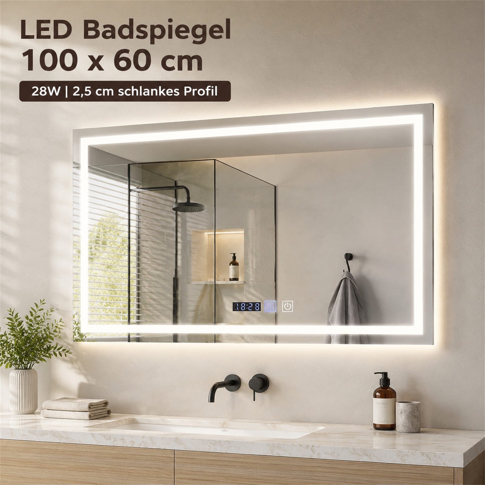 Nettlife Badspiegel Rund Touch Schalter und Entfogger Wandspiegel Beleuchtet 50/60/70/80cm, Entfogger Funktion Dimmbar Memories Funktion Ideal für Badezimmer – Bild 4 von 5