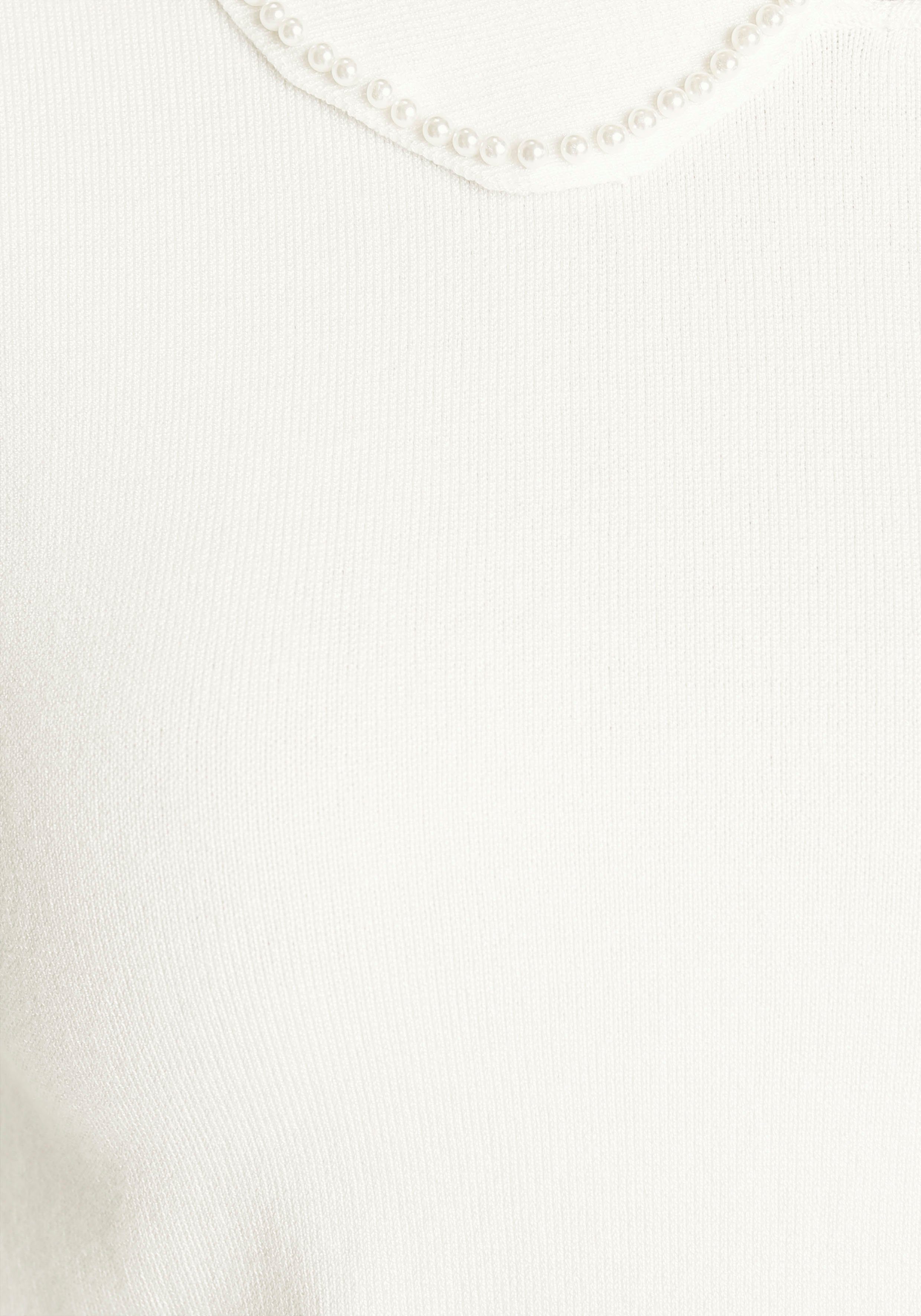 Damen Pullover AJC Strickpullover aus LENZING™ ECOVERO™ Viskose, mit Zierperlen besetzter Kragen