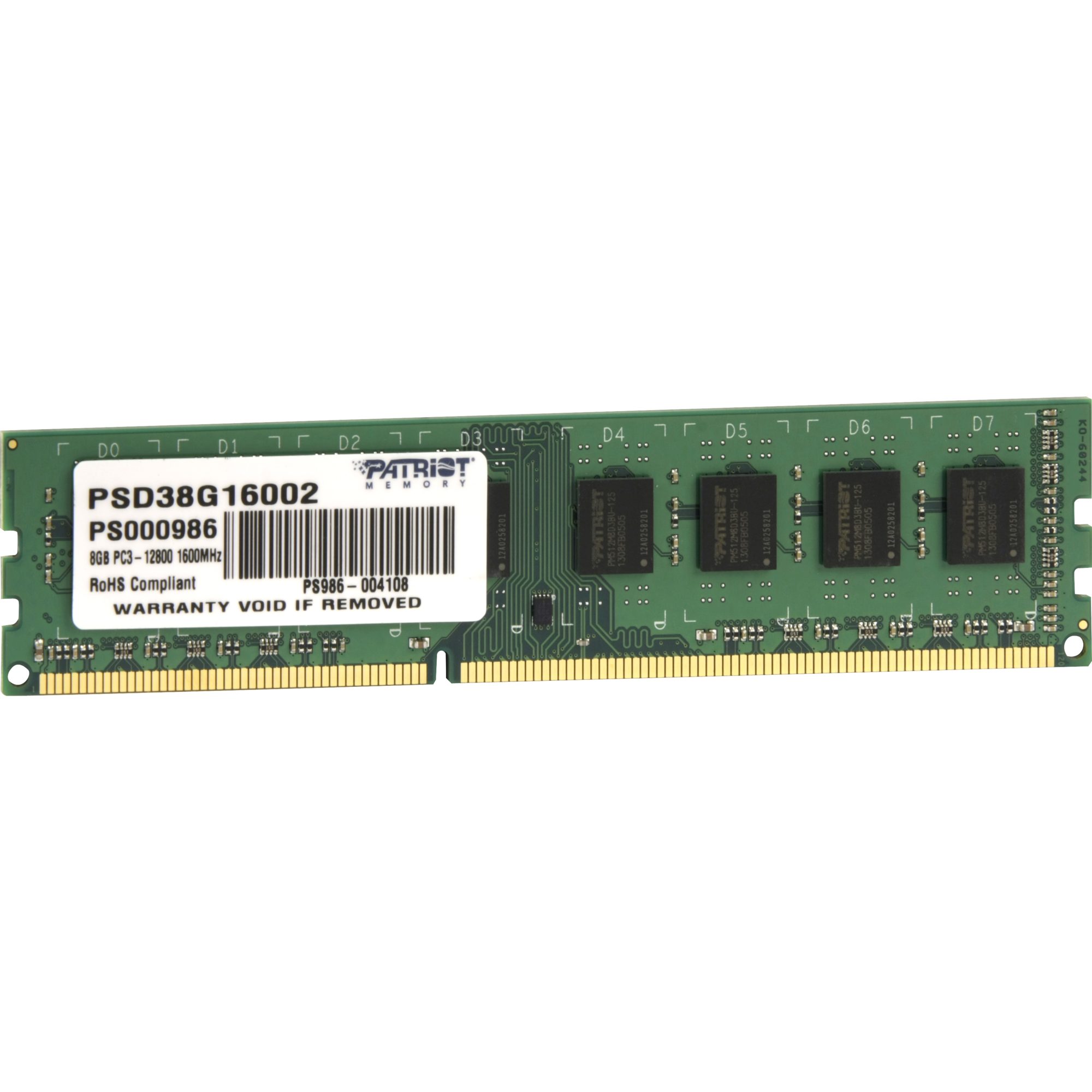 Patriot Patriot DIMM 8 GB DDR3-1600, Arbeitsspeicher PC-Arbeitsspeicher