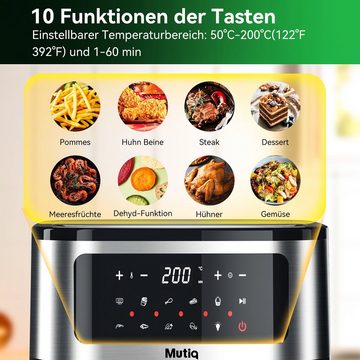 Senmudi Heißluftfritteuse 7.5L,10 Kochprogramme,Fettfreie Gesundheit airfryer,LED-Touchscreen, Präzise Temperaturregelung,Rauchfrei/ölfrei,Schnell/Energiesparend