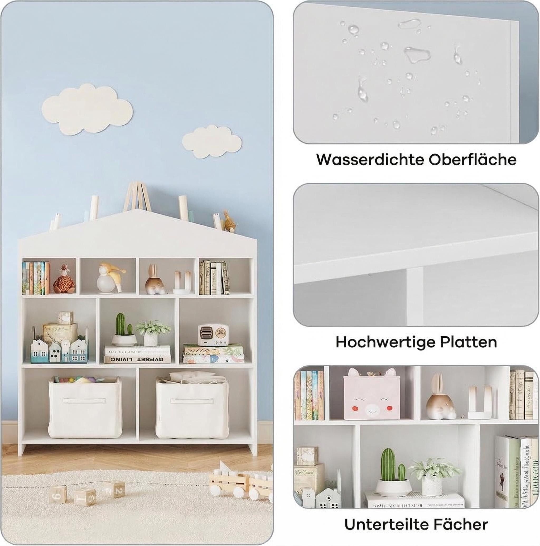 GarveeMore Kinderregal mit 15 Fächern,Burgdesign Spielzeugtruhe,103.5x30x100cm, Bücherregal Kinder,Standregal Spielzeug für Kinderzimmer,Schlafzimmer