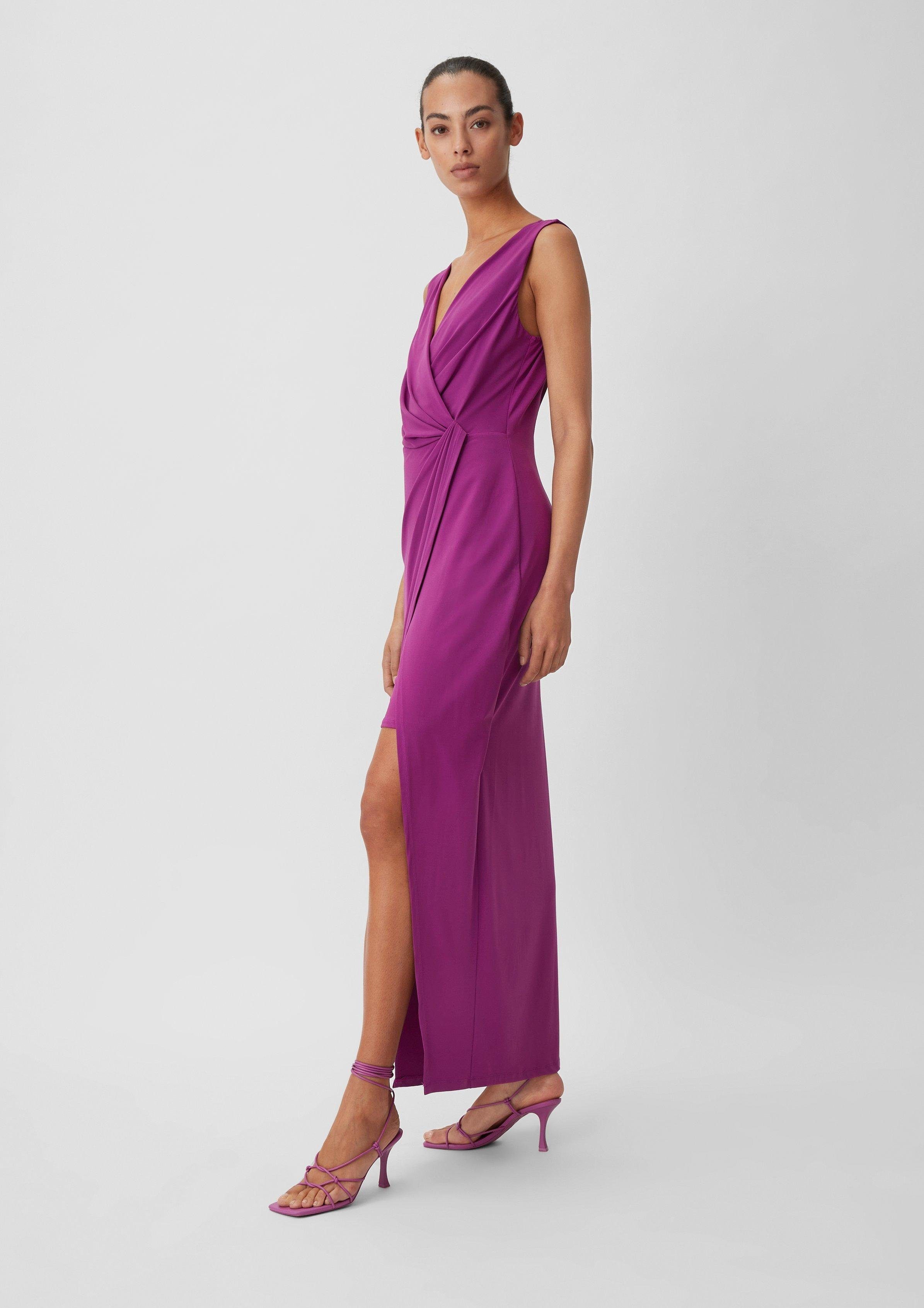 Cocey Damen Satin Maxikleid - Elegantes Abendkleid Mit V-Ausschnitt & Hoher Taille