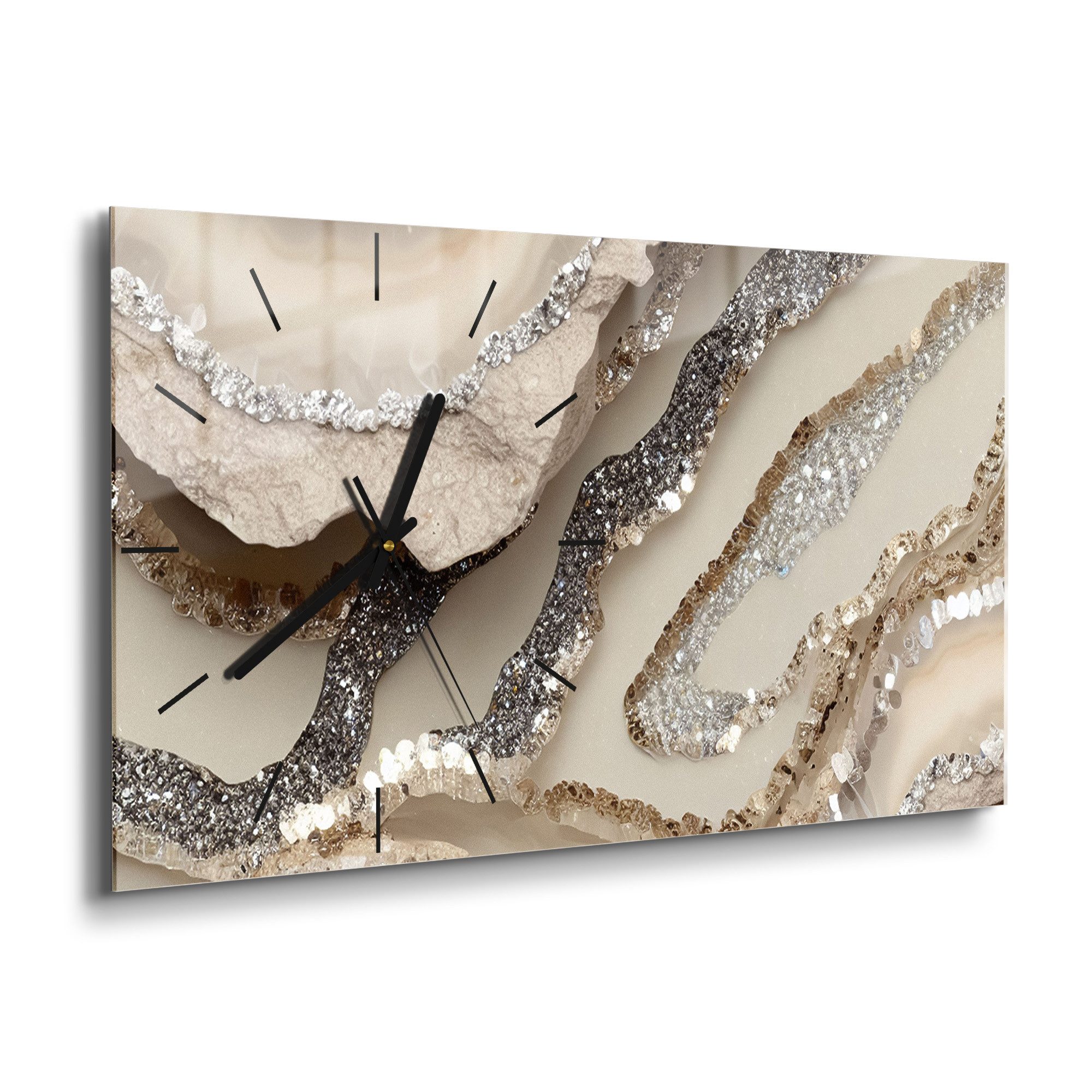 DEQORI Wanduhr 'Funkelnde Steinpracht' (Glas Glasuhr modern Wand Uhr Design günstig online kaufen