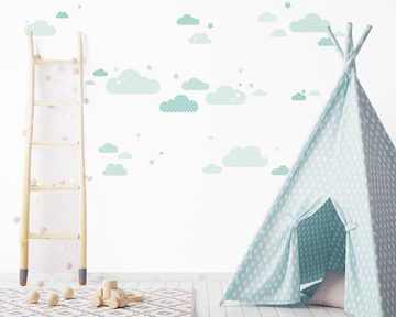 lovely label Wandsticker Wolken mint/grün - Wanddeko Kinderzimmer Baby