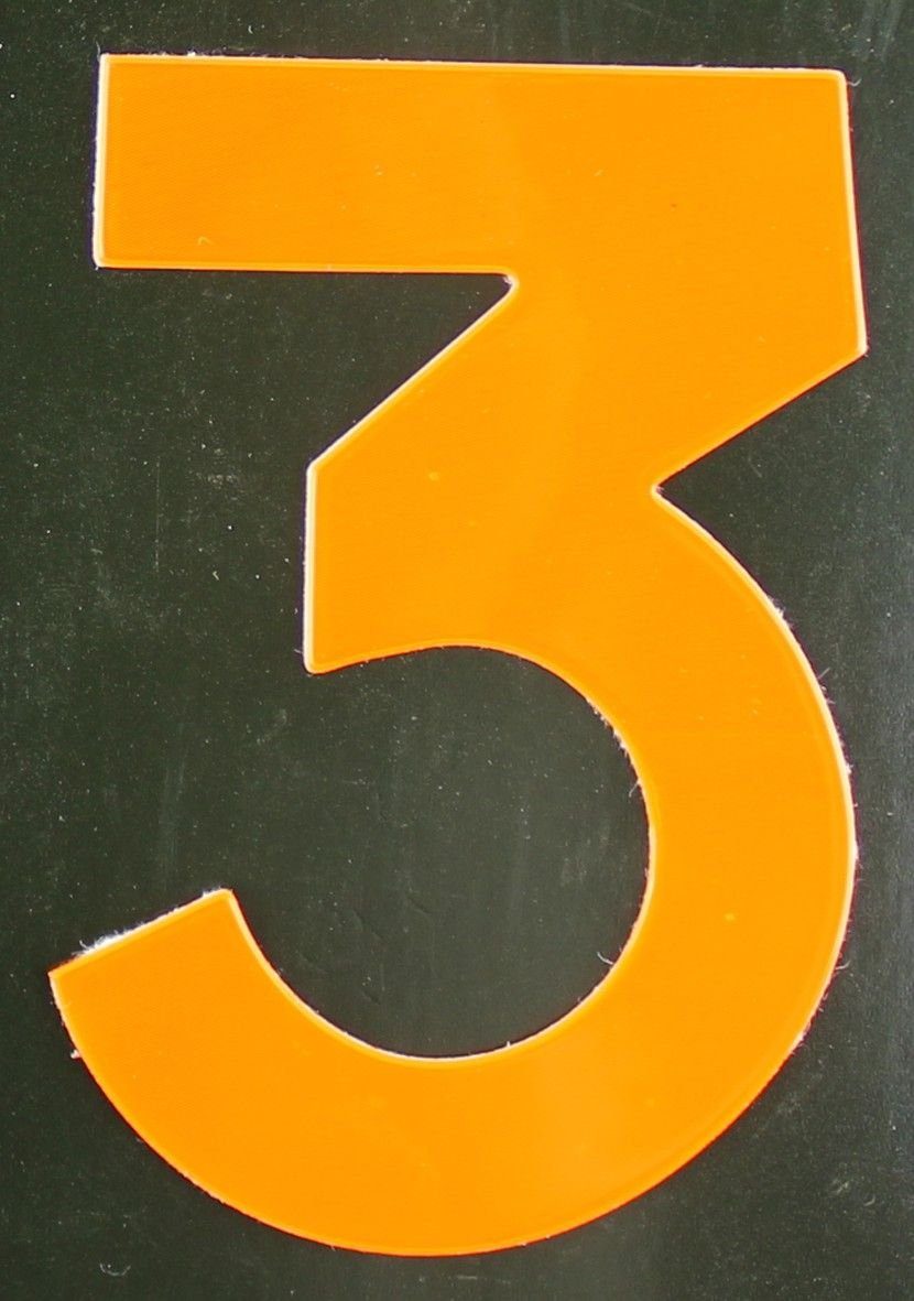 Aco Hausnummer Conacord Reflektierende Klebezahl 3 orange 80 mm 3 | Hausnummern