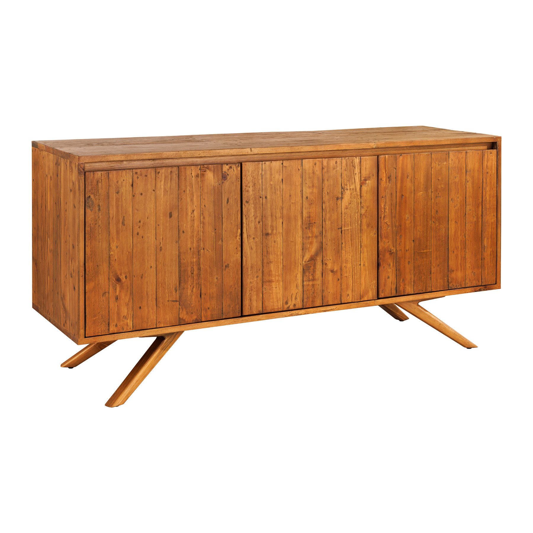 riess-ambiente Sideboard FINCA 150cm vintage braun · Kommode aus recyceltem Pinienholz (Einzelartikel, 1 St), Massivholz · 3 grifflose Türen · 4 Fächer · Wohnzimmer · Landhausstil