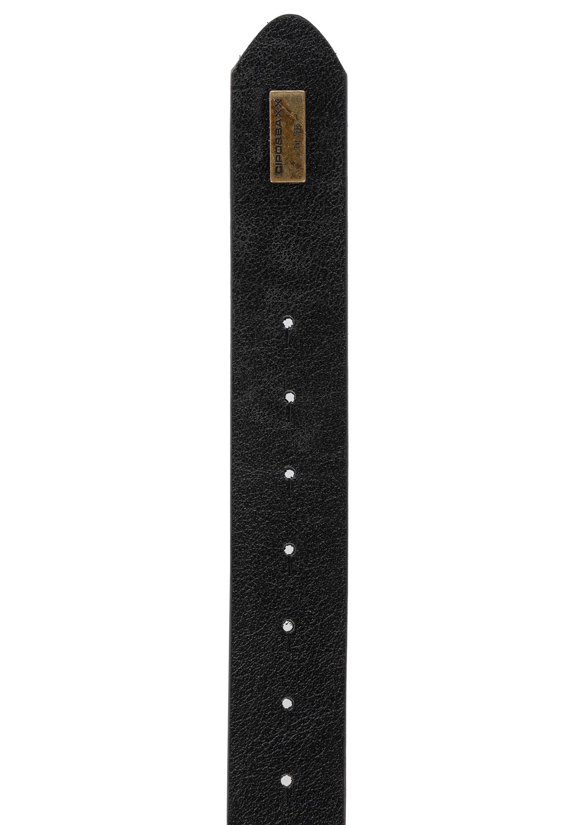 Cipo & Baxx Ledergürtel mit schwarz aufwendiger Metallschnalle