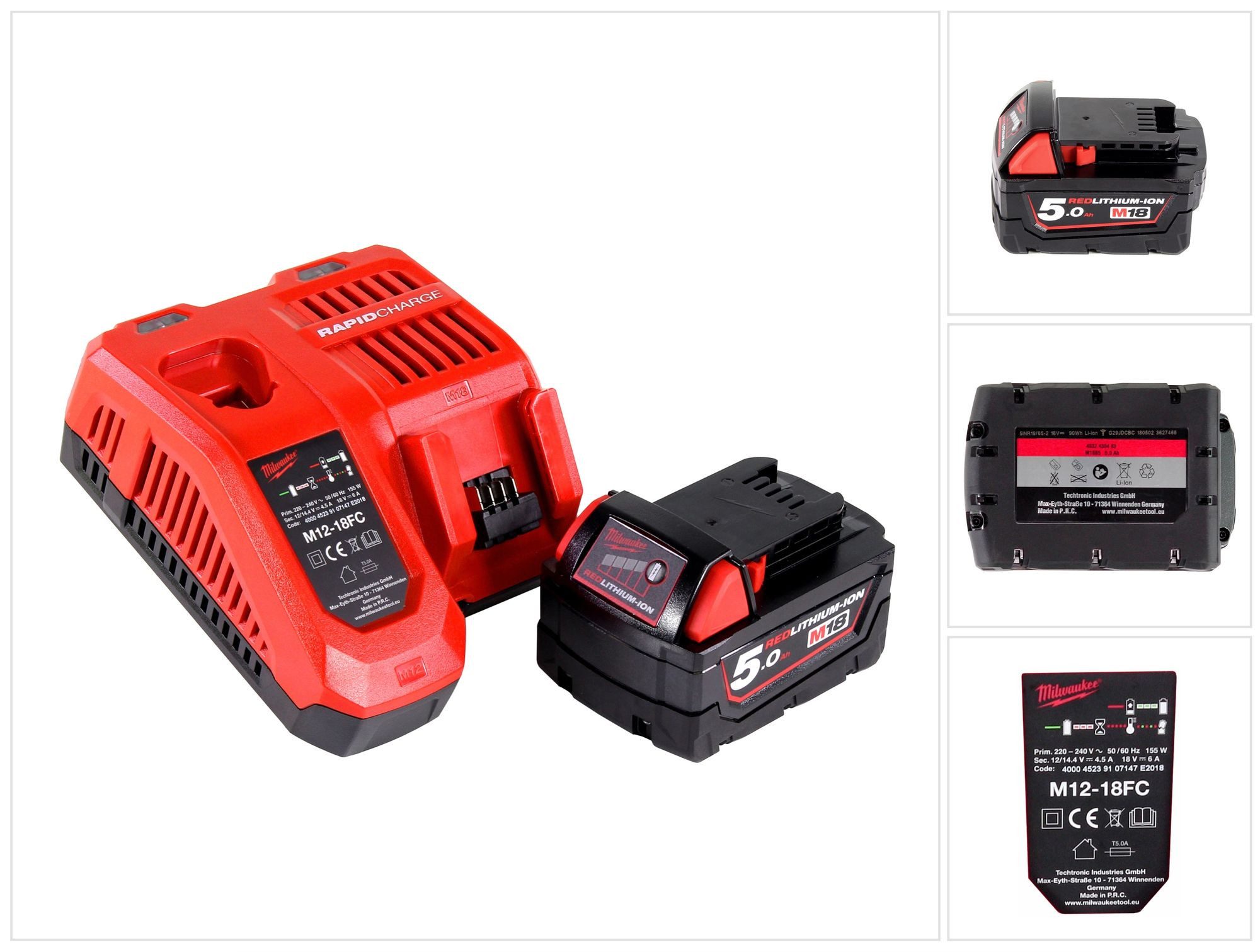 Milwaukee M18NRG-501 Akku Starter Set 18V mit M18 B5 Akku 5,0Ah Akkupacks