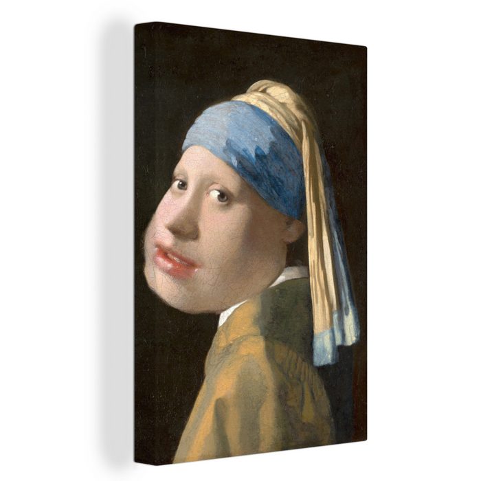 OneMillionCanvasses® Gemälde Das Mädchen mit dem Perlenohrring - Johannes Vermeer - Karikatur (1 St) Leinwand Bilder für Wohnzimmer Schlafzimmer