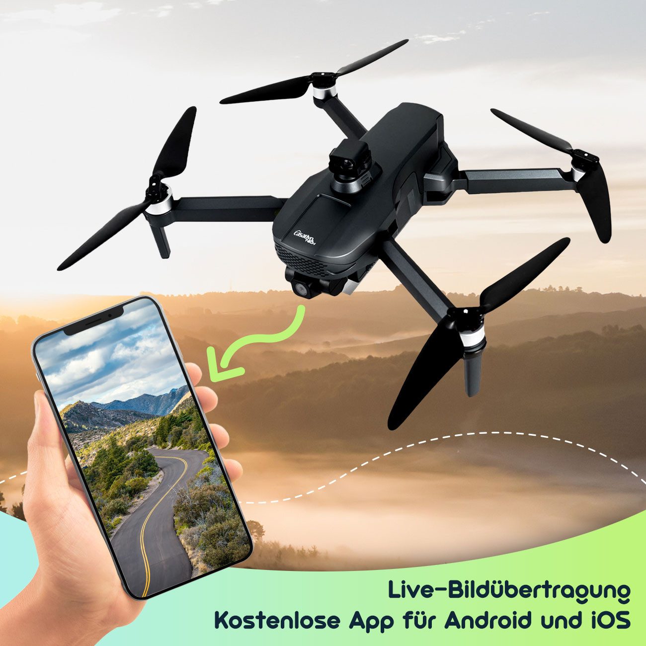 Casativo Profi GPS-Drohne mit 4K-Kamera faltbar 360° Hindernis-Sensor Live-View Drohne (800 m Reichweite, 25 min. Flugzeit, 12 m/s Geschwindigkeit)