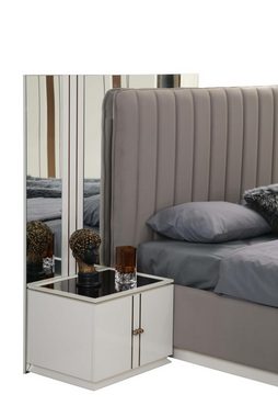 JVmoebel Schlafzimmer-Set Design Schlafzimmer Set Elegant Luxus Bett und 2x Nachttische Modernes, (3-St., 1x Bett + 2x Nachttische), Made in Europa