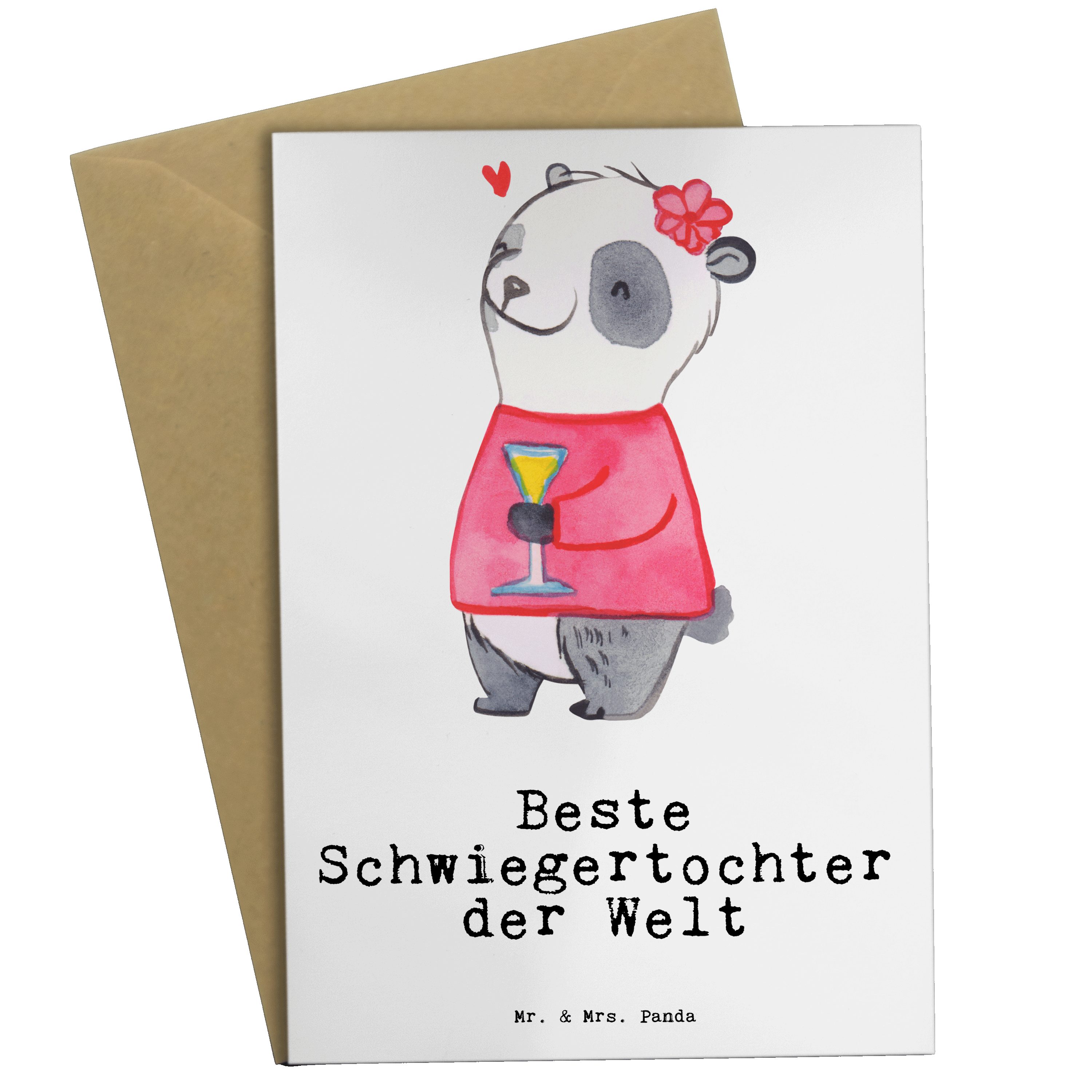 Mr. & Mrs. Panda Grußkarte Panda Beste Schwiegertochter der Welt - Weiß - Geschenk, angeheiratet