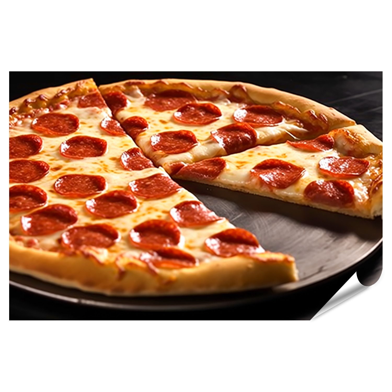 Poster Pepperoni-Pizza, heiß, frisch, Online-Lieferung, Pizzeria, italienisc