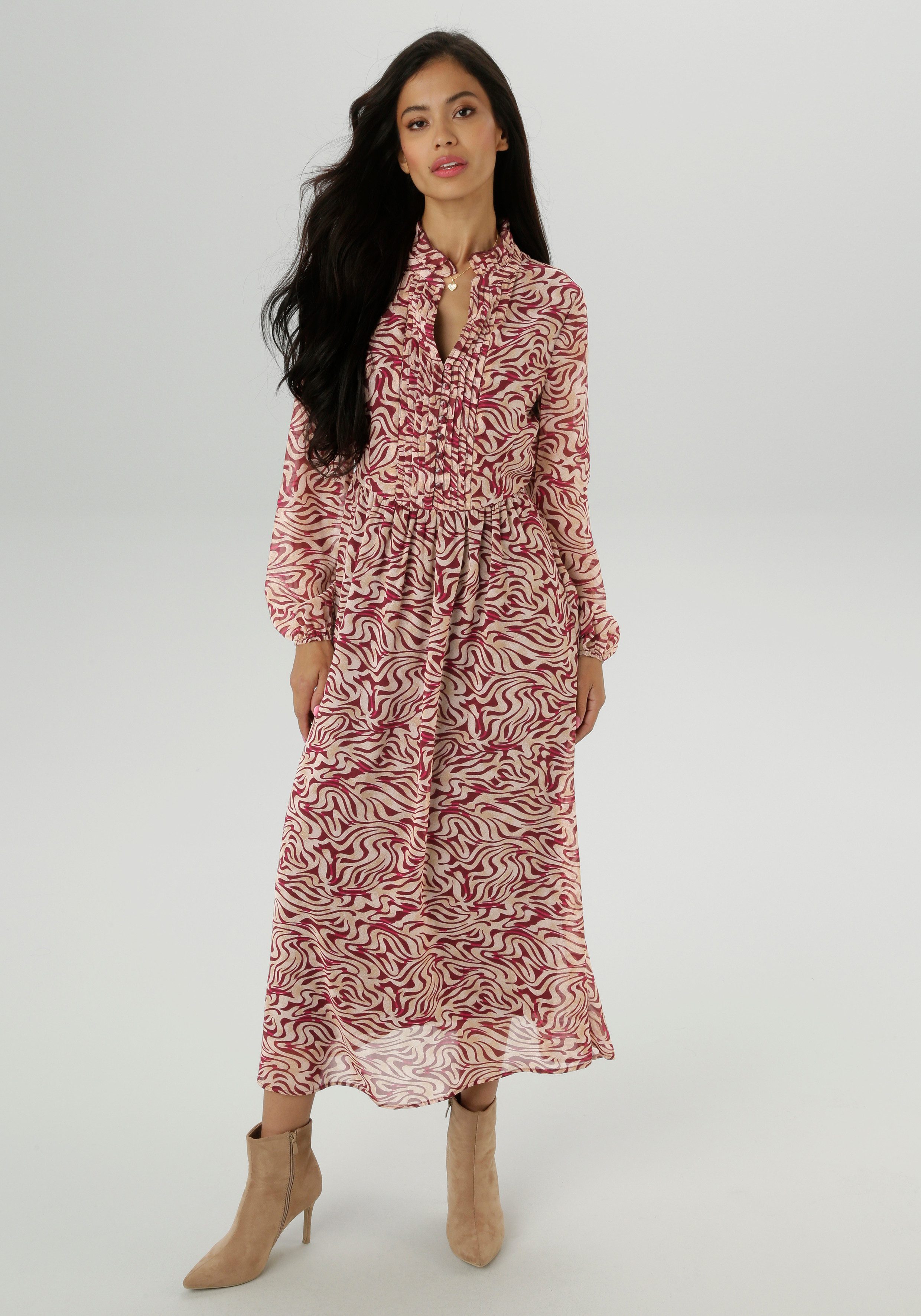 Aniston SELECTED Maxikleid mit aufwendiger und dekorativer Biesenverarbeitu günstig online kaufen