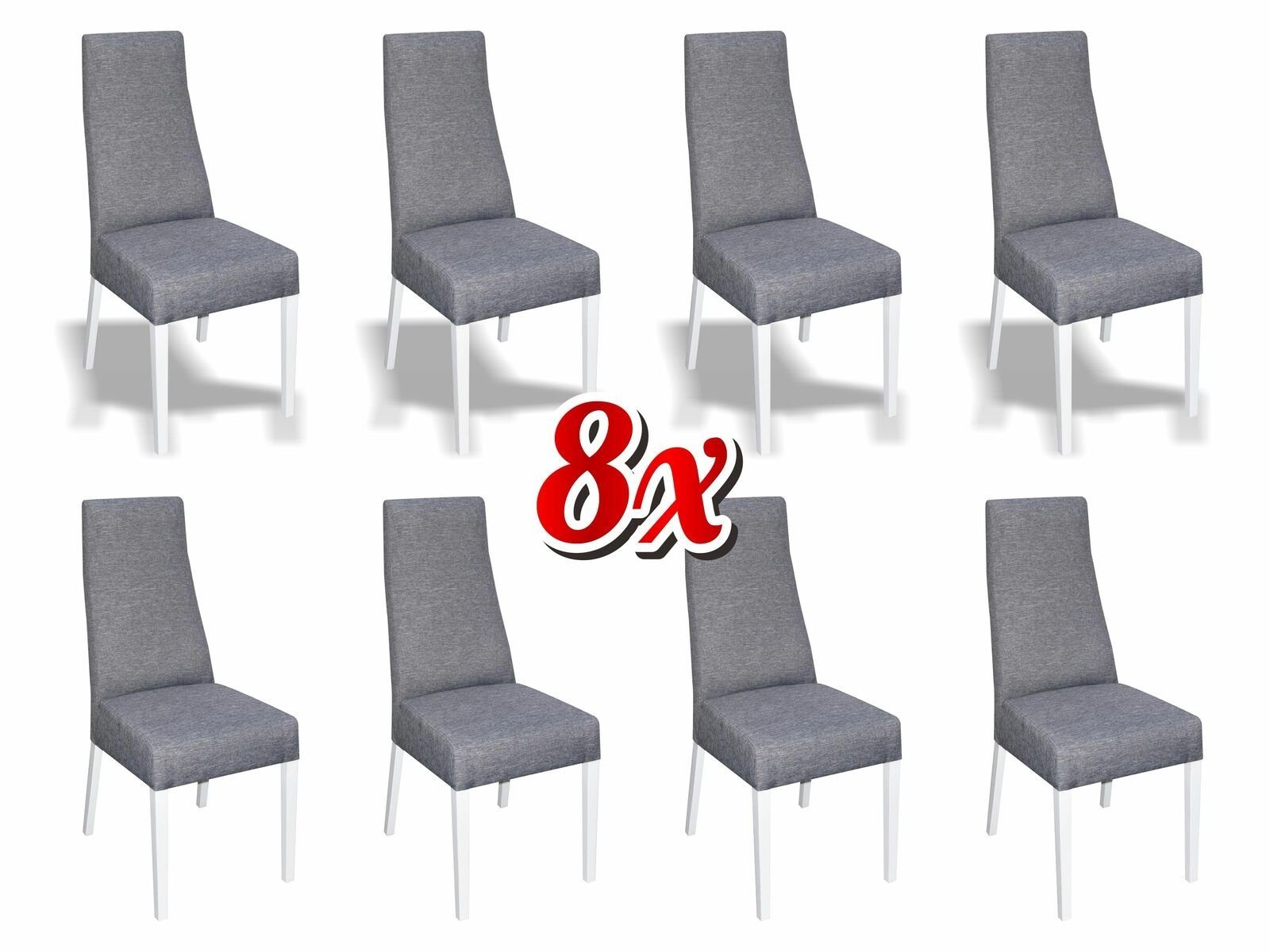 JVmoebel Stuhl, Esszimmer 8x Stühle Stuhl Set Sessel Küche Neu Design Polster Leder Textil Möbel