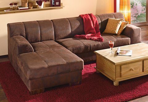 Home affaire Ecksofa Falk klare Linien, elegant und zeitlos, L-Form, mit Federkern und wahlweise mit Bettfunktion