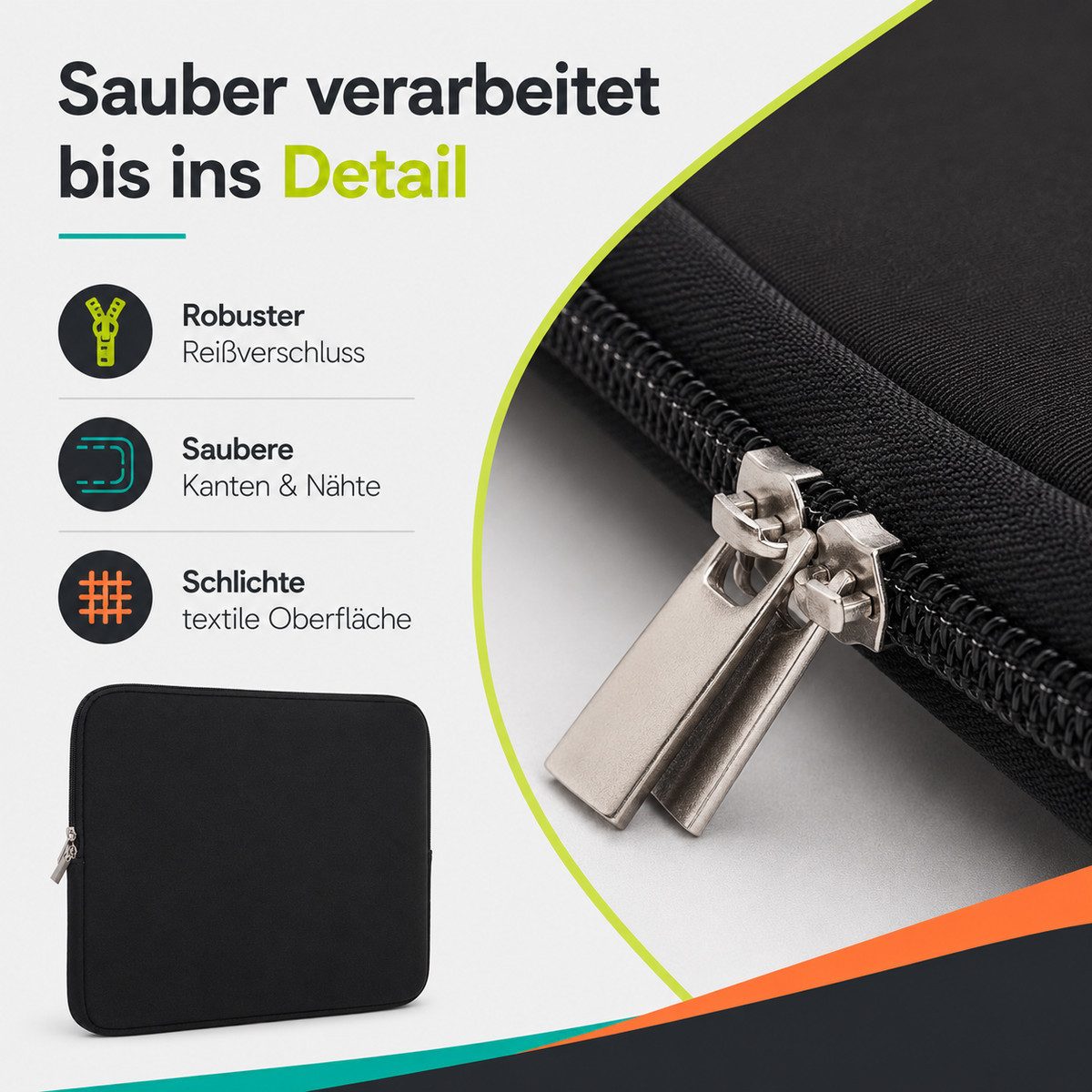 König Design Laptoptasche Universal Notebooktasche 15 Zoll Sleeve Tasche Hülle Laptop Case Cover, weiches Innenfutter zum Schutz vor Kratzern – Bild 4 von 5