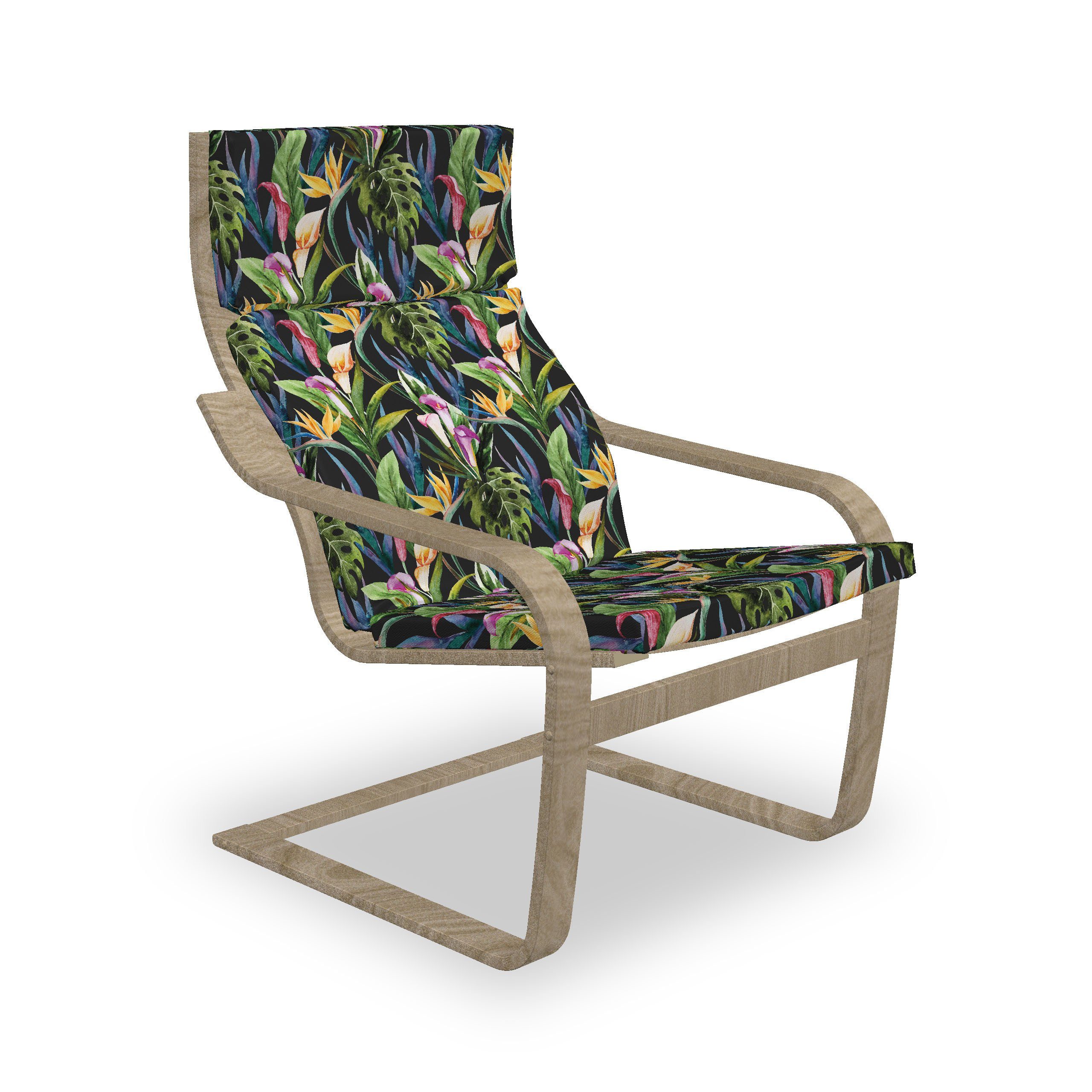 Abakuhaus Stuhlkissen Sitzkissen mit Stuhlkissen mit Hakenschlaufe und Reißverschluss, Jungle Leaves Malerei Illustration