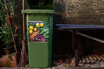 MuchoWow Wandsticker Gemüse - Obst - Holzkiste (1 St), Mülleimer-aufkleber, Mülltonne, Sticker, Container, Abfalbehälter