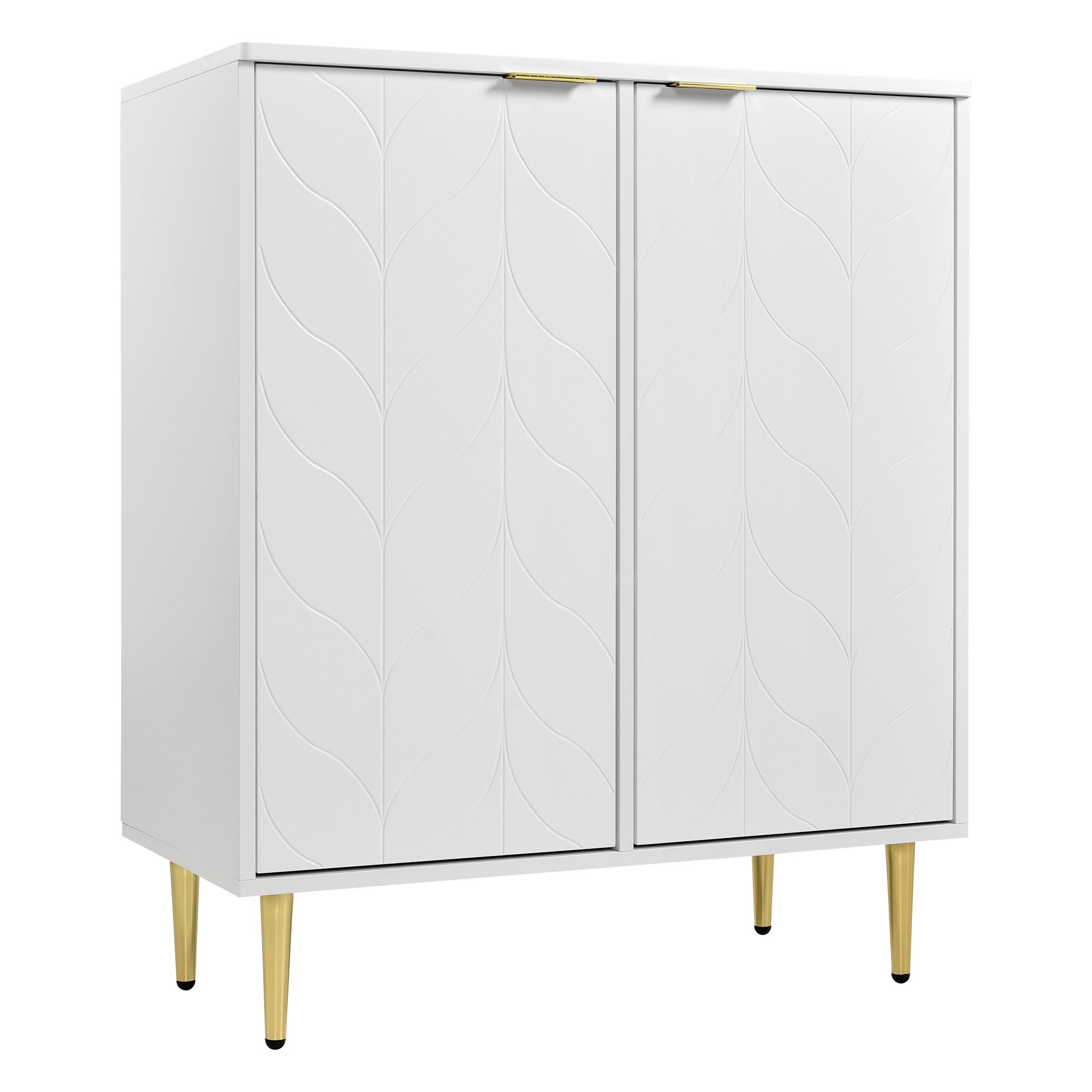 Flieks Kommode, Nachtschrank Sideboard mit 2 Türen und 6 Fächer 75x40x90cm