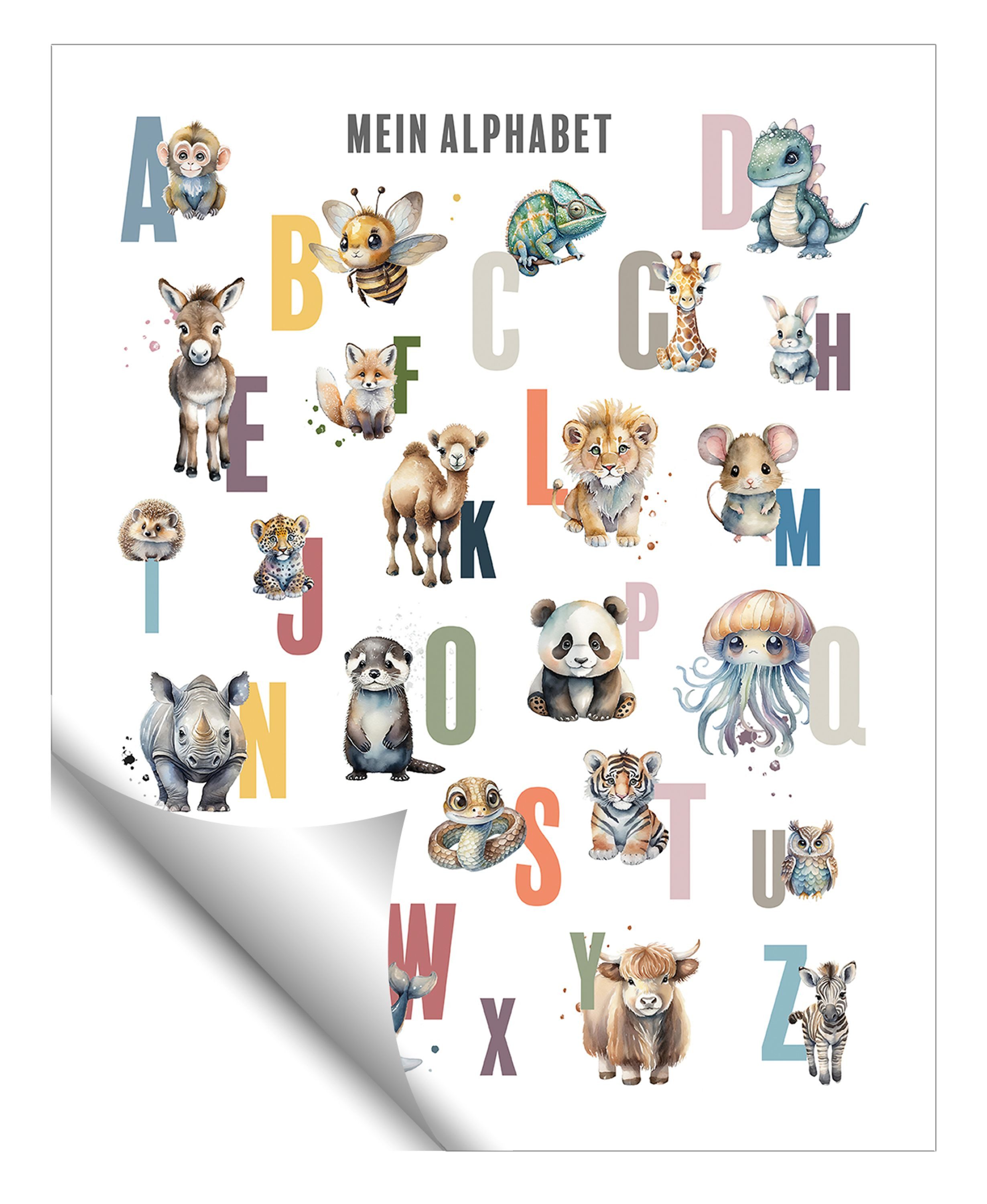 Poster artissimo 40x50cm Kinder-Poster Kinderzimmer Tiere Buchstaben ABC