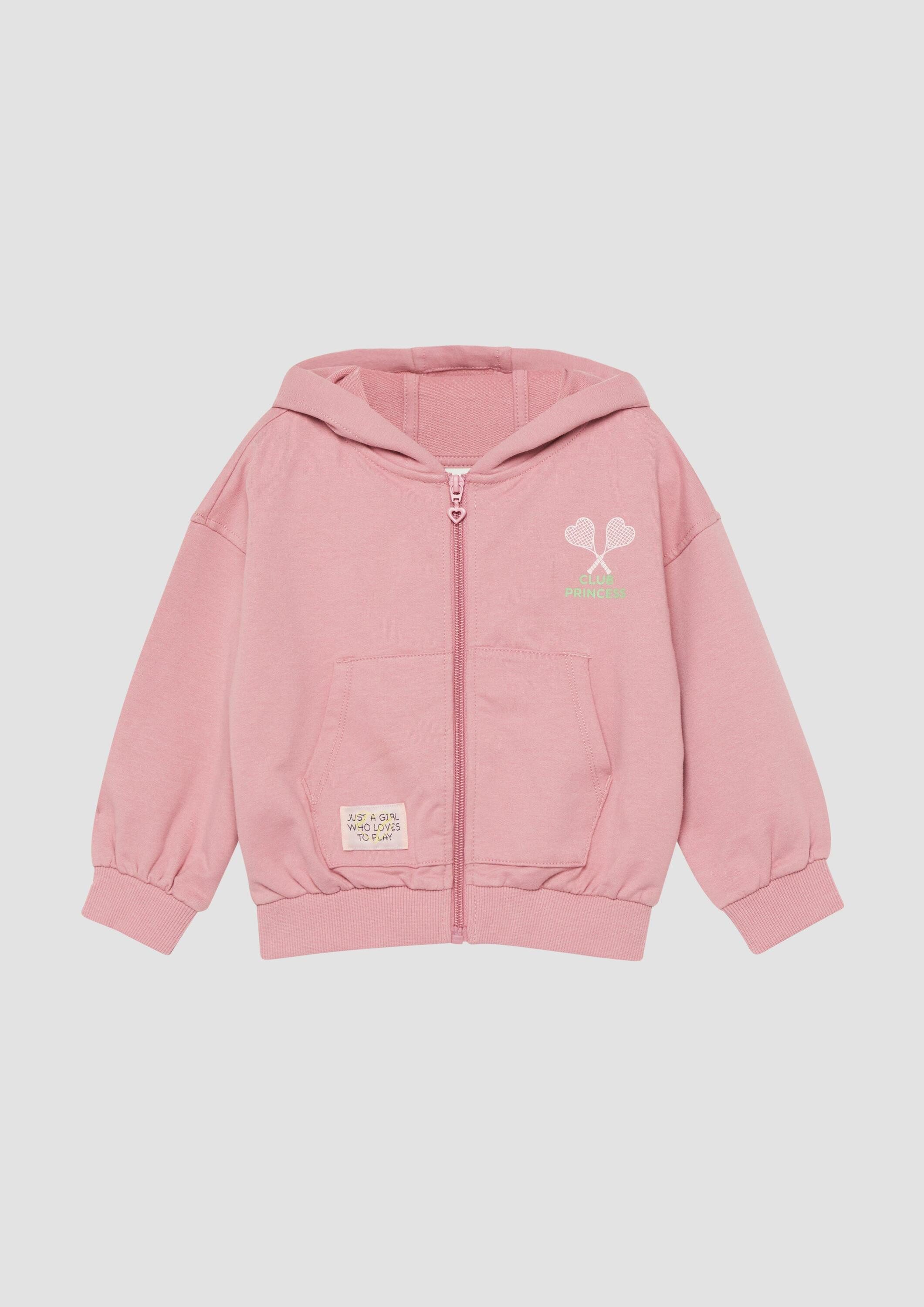 s.Oliver Sweatjacke Sweatshirt Jacke Oversized Kapuzen-Sweatjacke mit Front- und Rückenprint