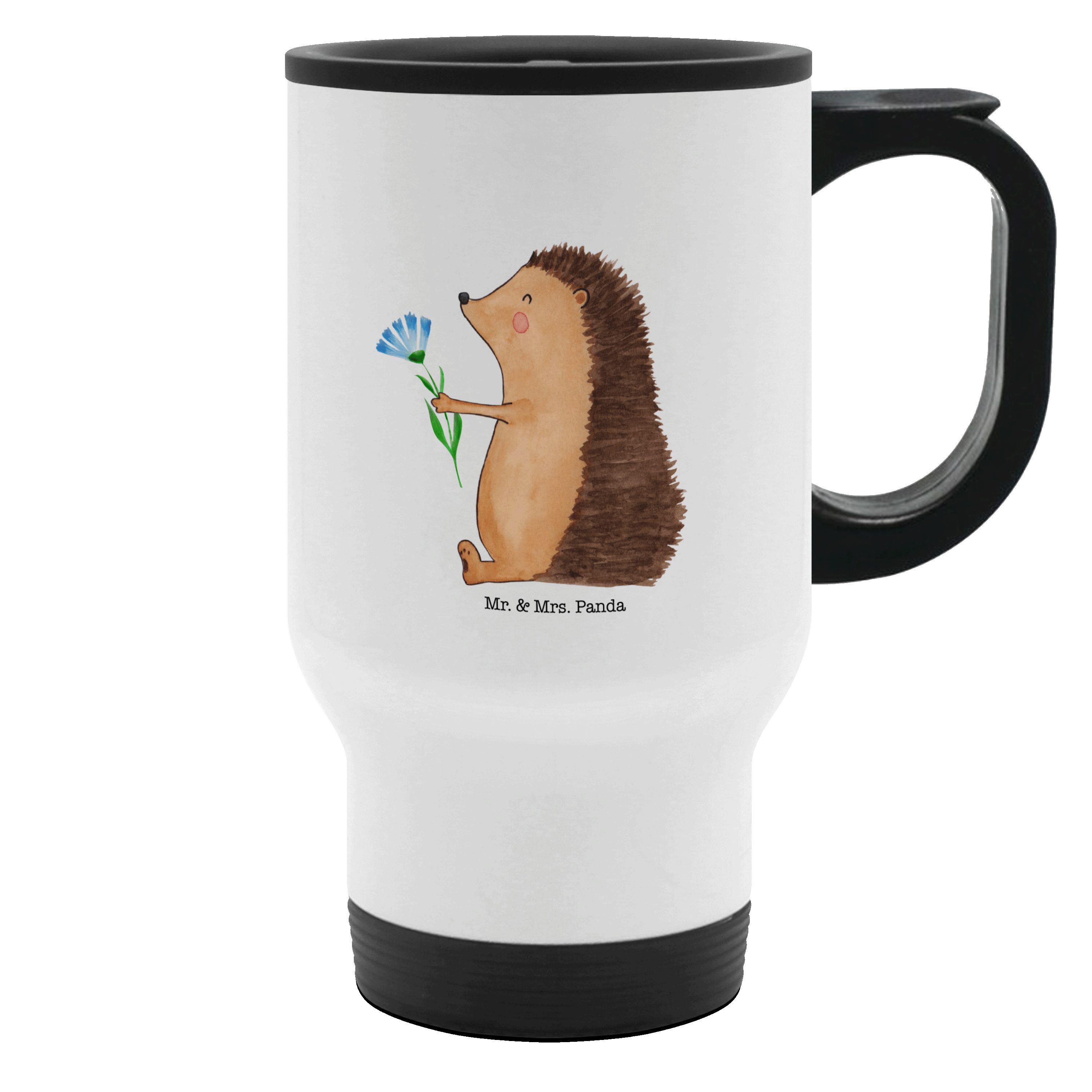 Mr. & Mrs. Panda Thermobecher Igel Blumen, Thermobecher, Weiß, Thermobecher, Krankenhaus, Krankheit, 1-tlg., Edelstahl