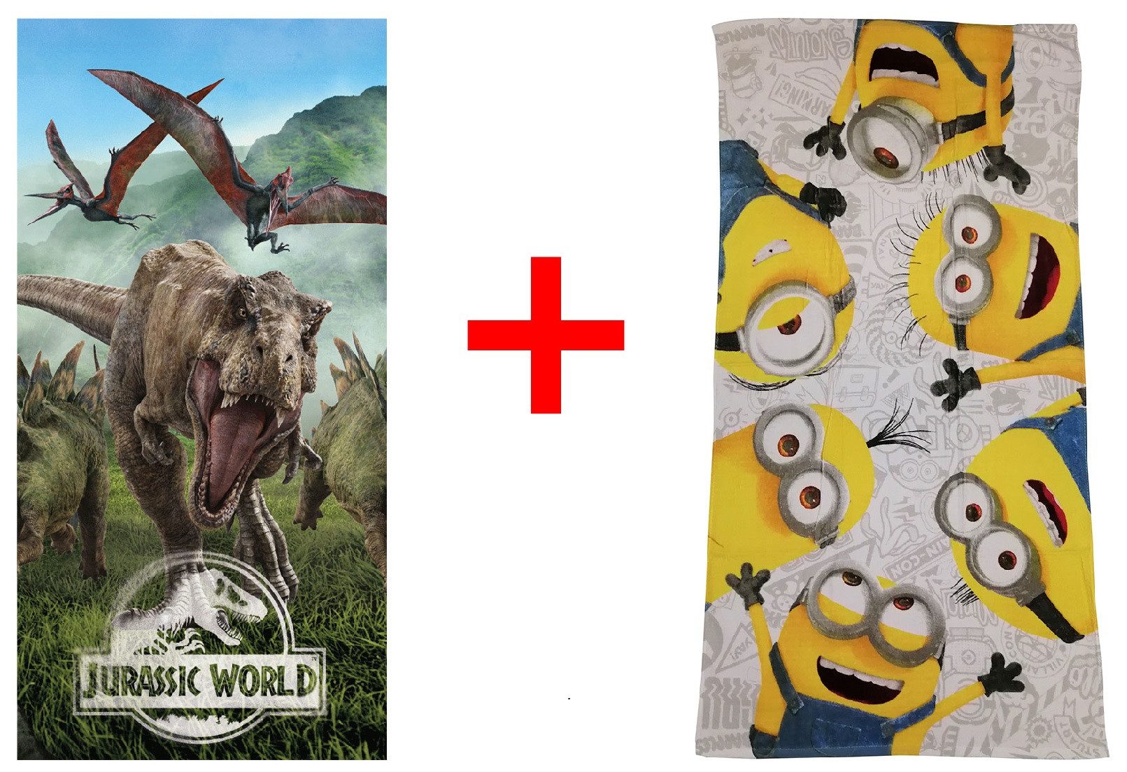 Jerry Fabrics Пляжные полотенца Jurassic World T-Rex Minions Stuart 2er-Set Handtuch 70x140cm, Frottee (1-St)