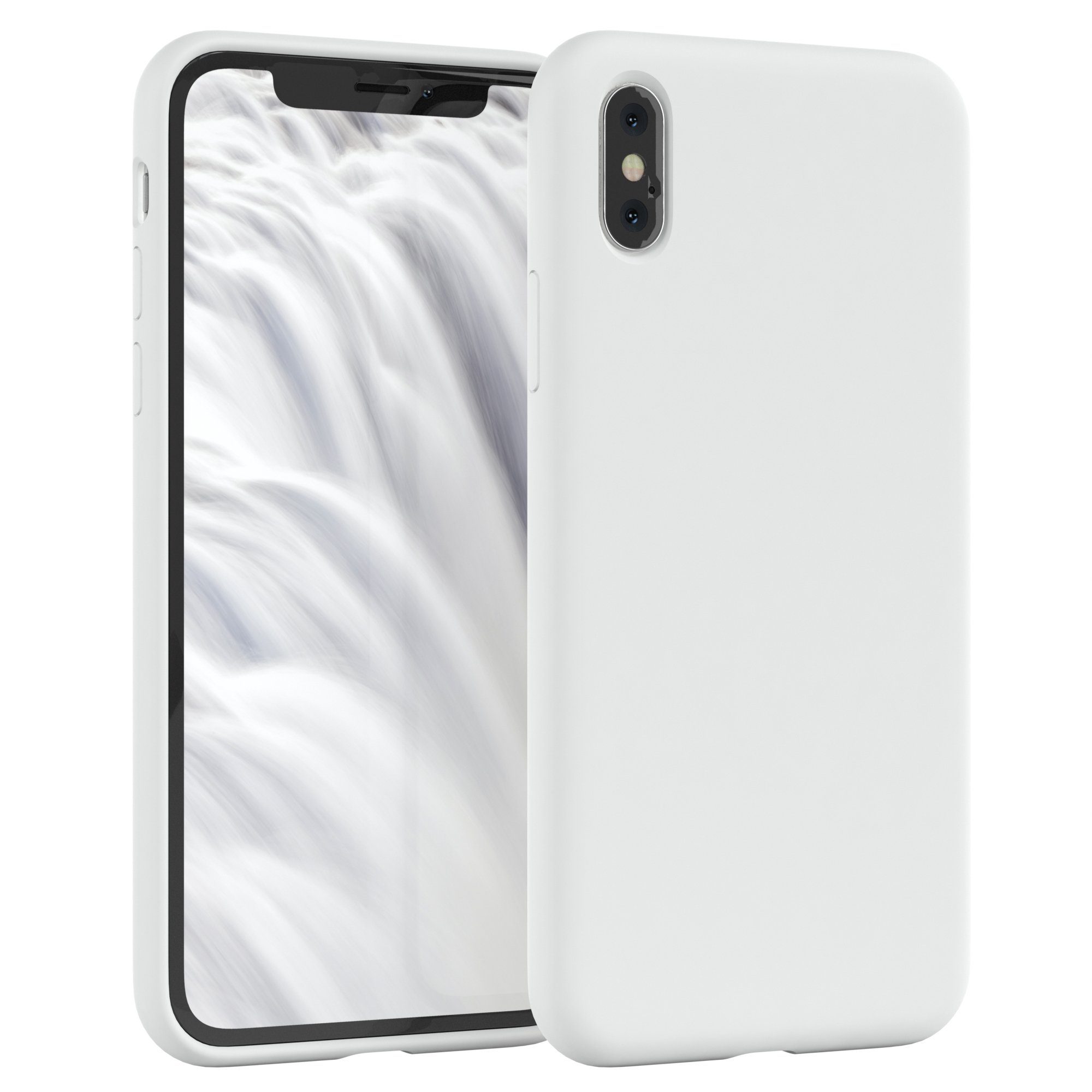 EAZY CASE Handyhülle Premium Silikon Case für iPhone X / iPhone XS 5,8 Zoll, Silikon Schutzhülle mit Kameraschutz kratzfest Handy Softcase Weiß