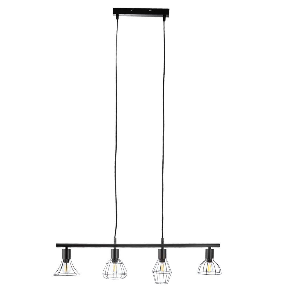 etc-shop LED Pendelleuchte, Leuchtmittel inklusive, Zimmer schwarz im Leuchte Warmweiß, Wohn Hänge Retro Pendel Lampe Decken