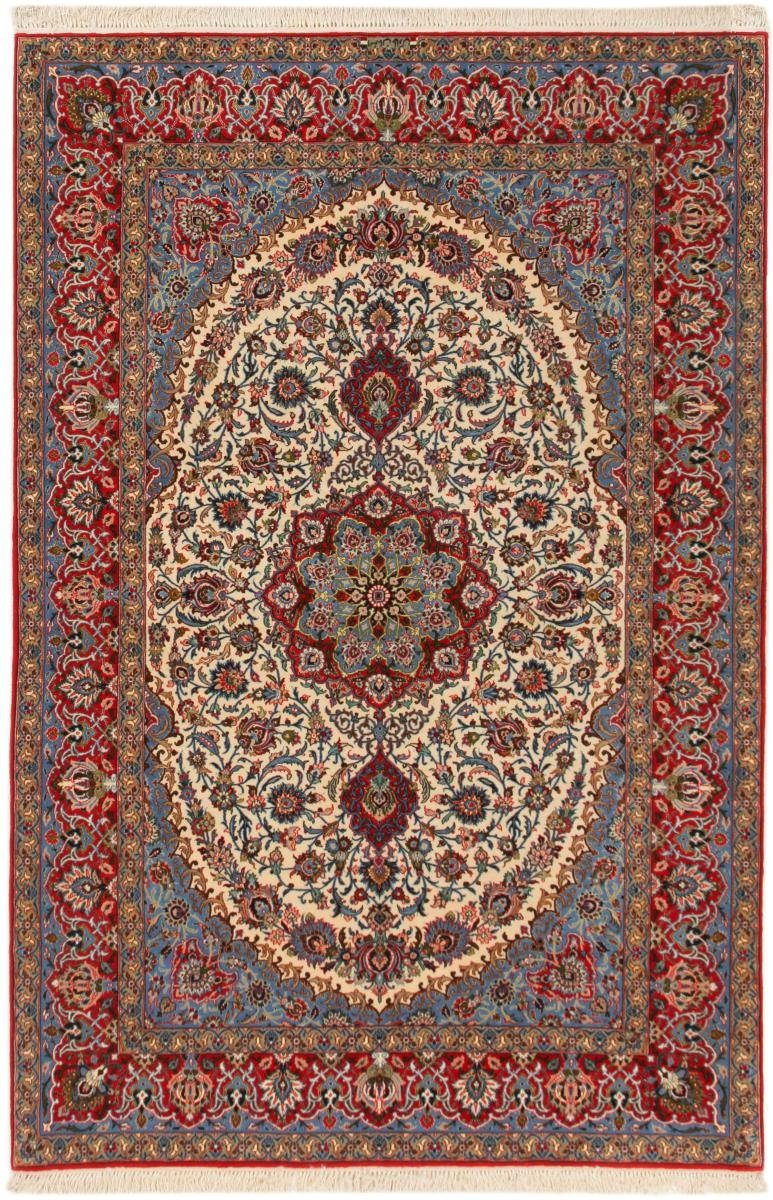 Orientteppich Isfahan Seidenkette 155x237 Handgeknüpfter Orientteppich, Nain Trading, rechteckig, Höhe: 6 mm