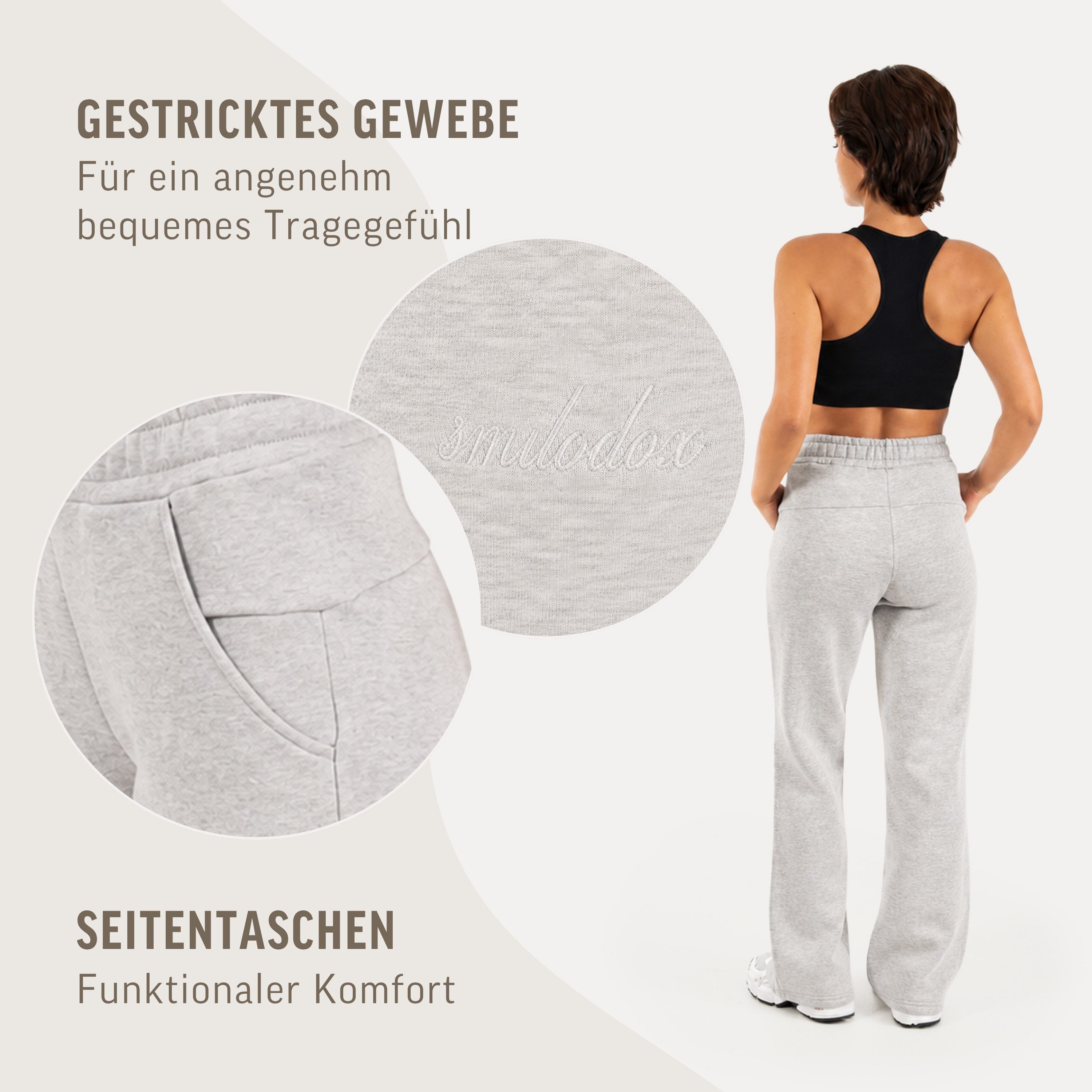 Smilodox Jogginghose Finy Jogger Damen, Loose Fit, Wide Leg, Baumwolle, für Gym & Alltag Baumwollmix, Tunnelzug, elastischer Bund, weich, Komfort – Bild 5 von 5
