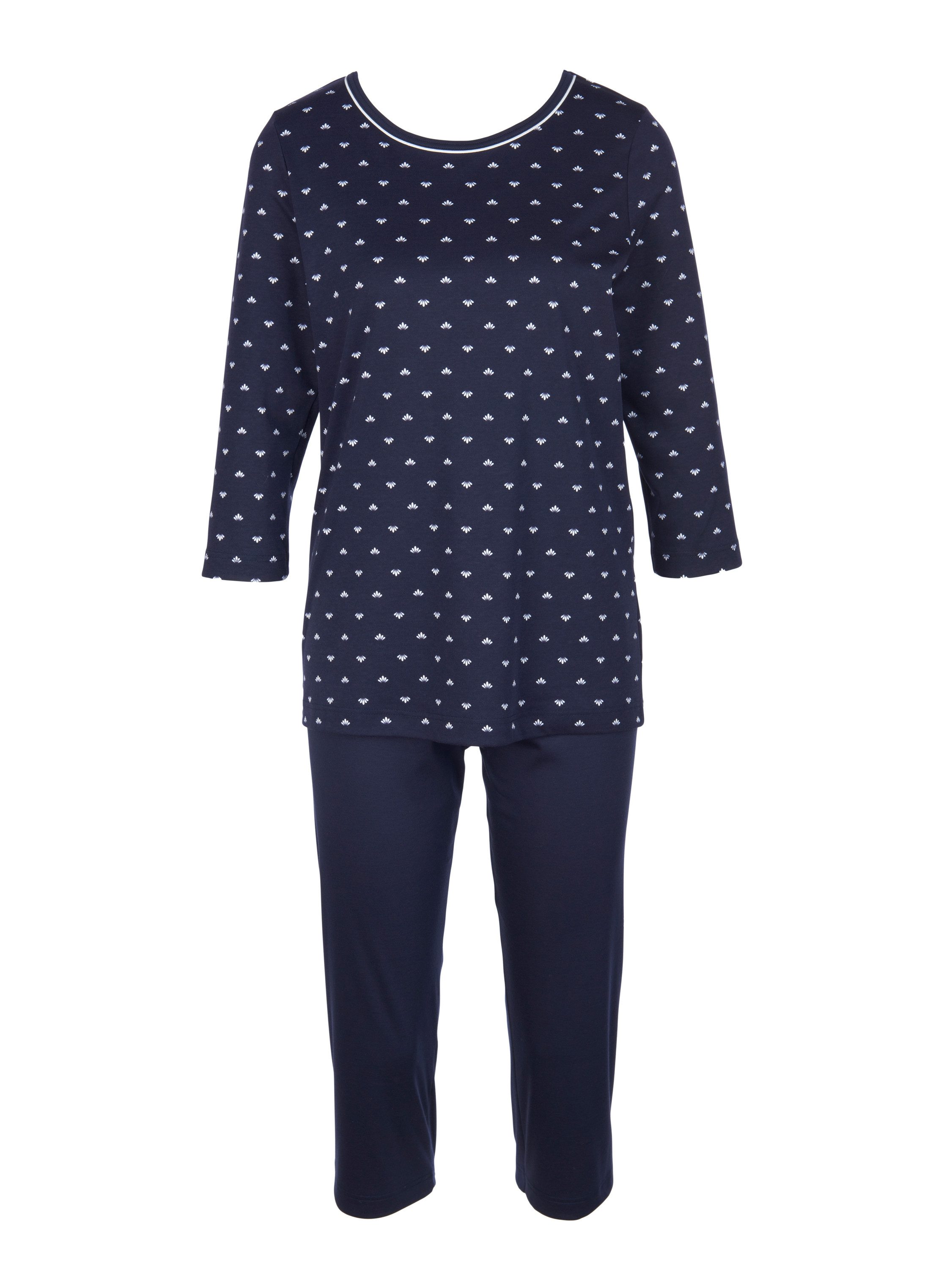 CALIDA Capri-Pyjama Night Lovers Damen (2 tlg) aus 100% hochwertiger Baumwolle, mit stoffbezogenem Gummibund