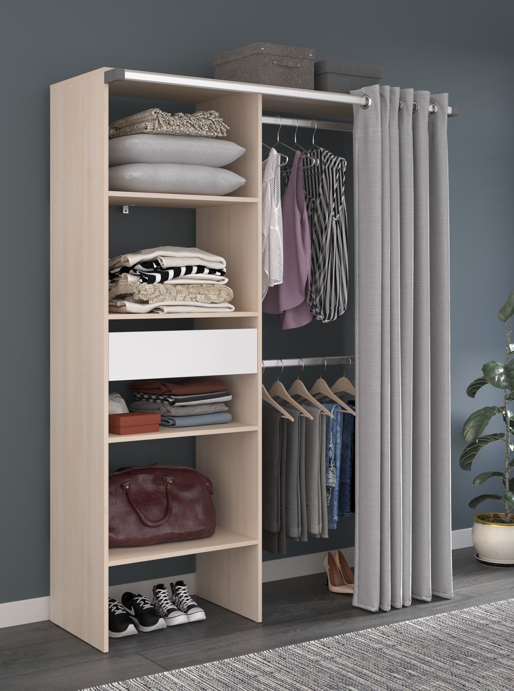 Parisot Vorhang-Schrank Bari 2 Kompakt, modern & praktisch organisiert günstig online kaufen