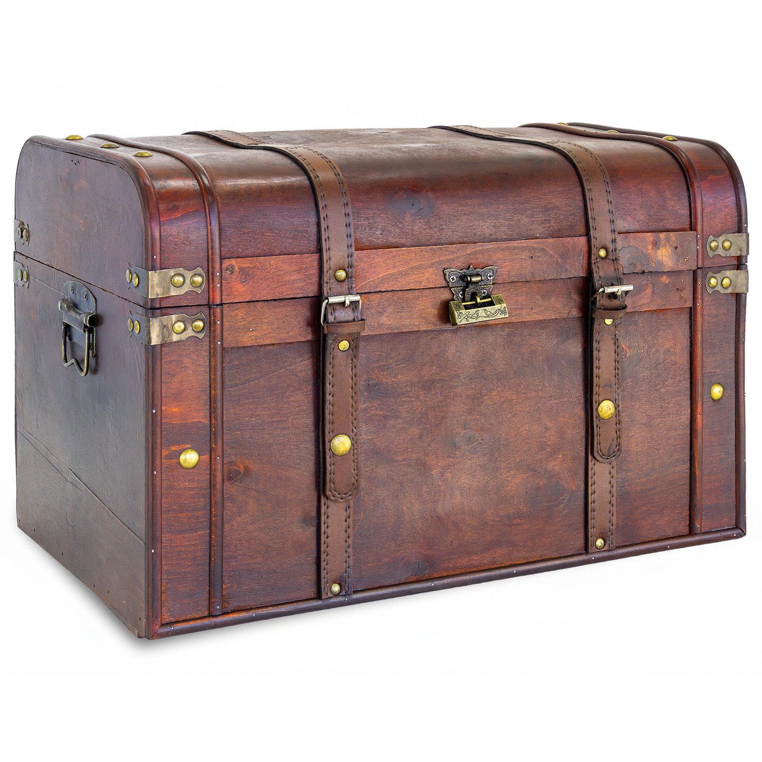 Kingpower Schatzkiste Schatztruhe aus Holz mit Schloss Schatzkiste Holztruhe 50x30x32 cm