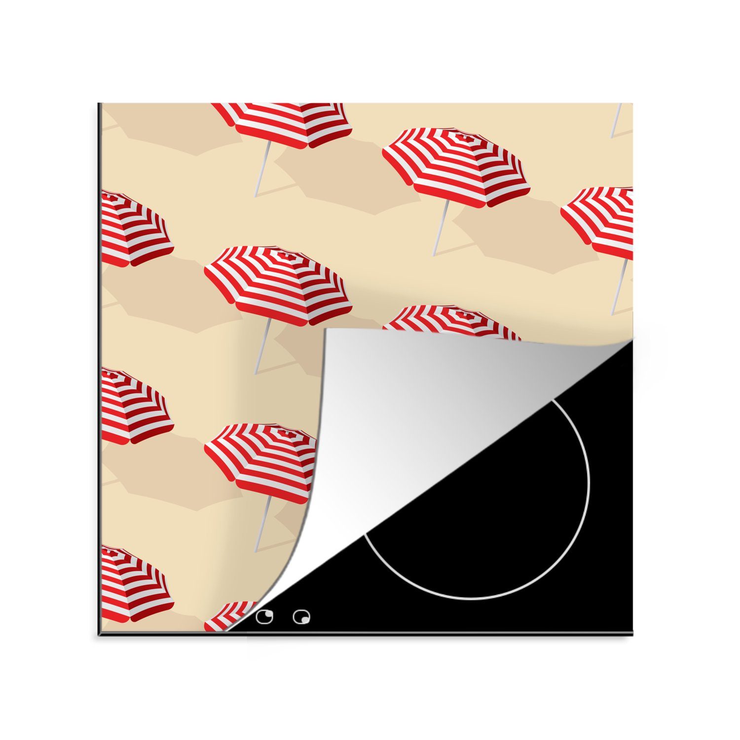 MuchoWow Herdblende-/Abdeckplatte Sommer - Sonnenschirm - Pastell, Vinyl, (1 tlg), 78x78 cm, Ceranfeldabdeckung, Arbeitsplatte für küche