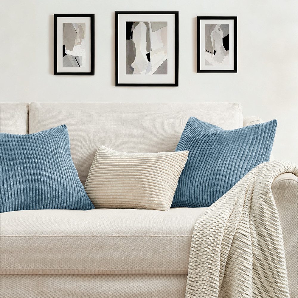 Topfinel Kissenbezug gestreiftes Muster,2er Set Kissenhülle Dekokissen Kissenbezug, Kordsamt 40x40 Sofakissen Couchkissen Zierkissenbezug Dekokissen – Bild 4 von 5