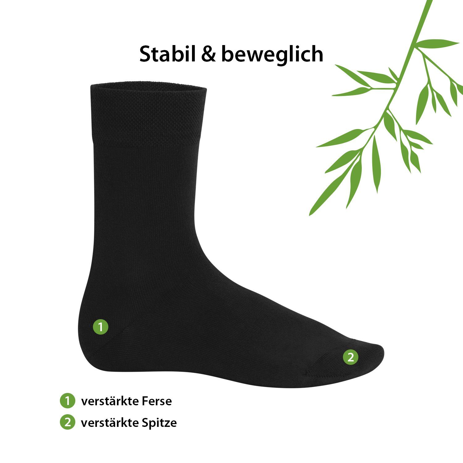 Basicsocken Footstar Socken (6 nachhaltiger Paar), Bambus Viskose Schwarz Damen aus