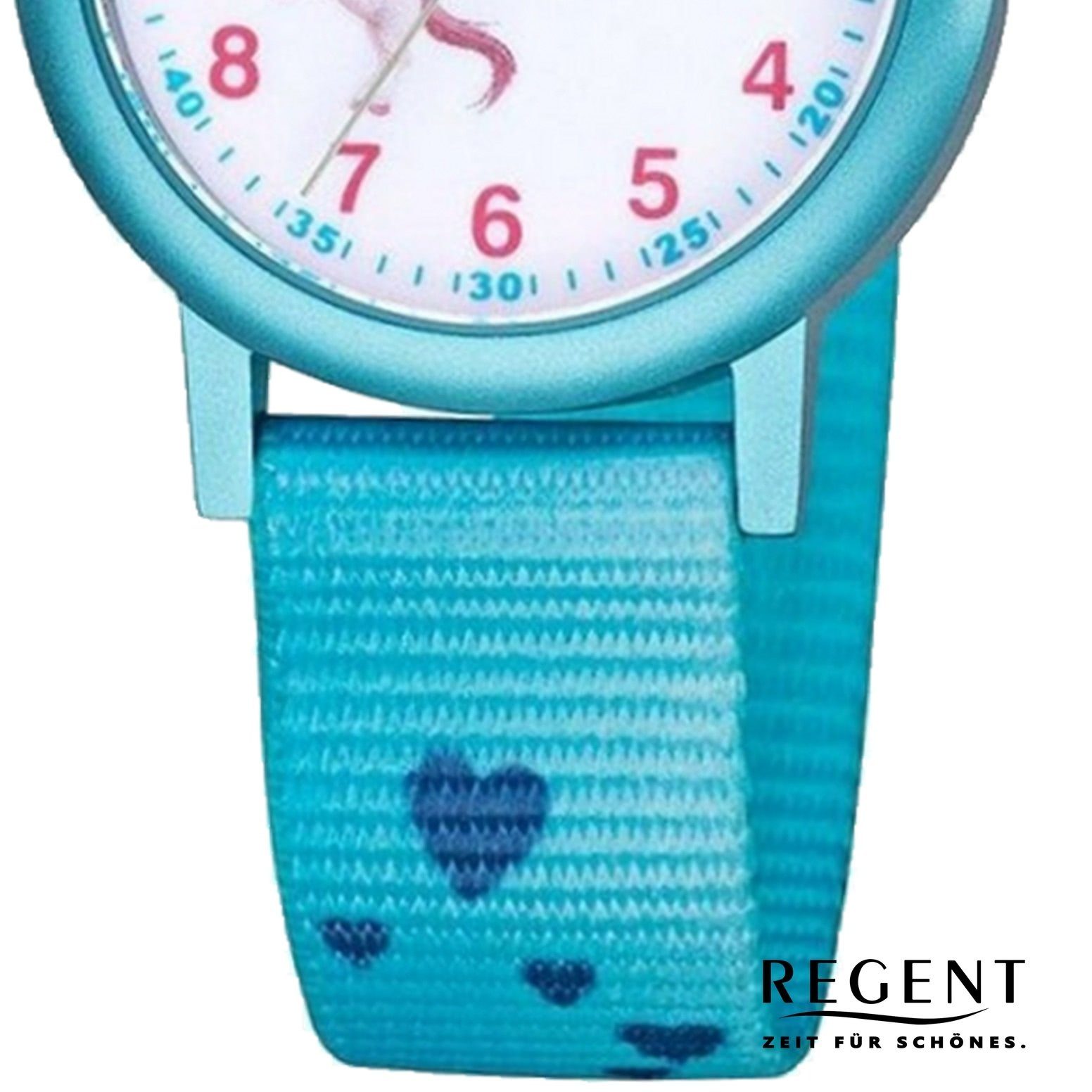 Regent Quarzuhr Regent Kinder Uhr F-1208 Textil Quarz, (Analoguhr), Kinder Armbanduhr rund, klein (ca. 29mm), Textilarmband