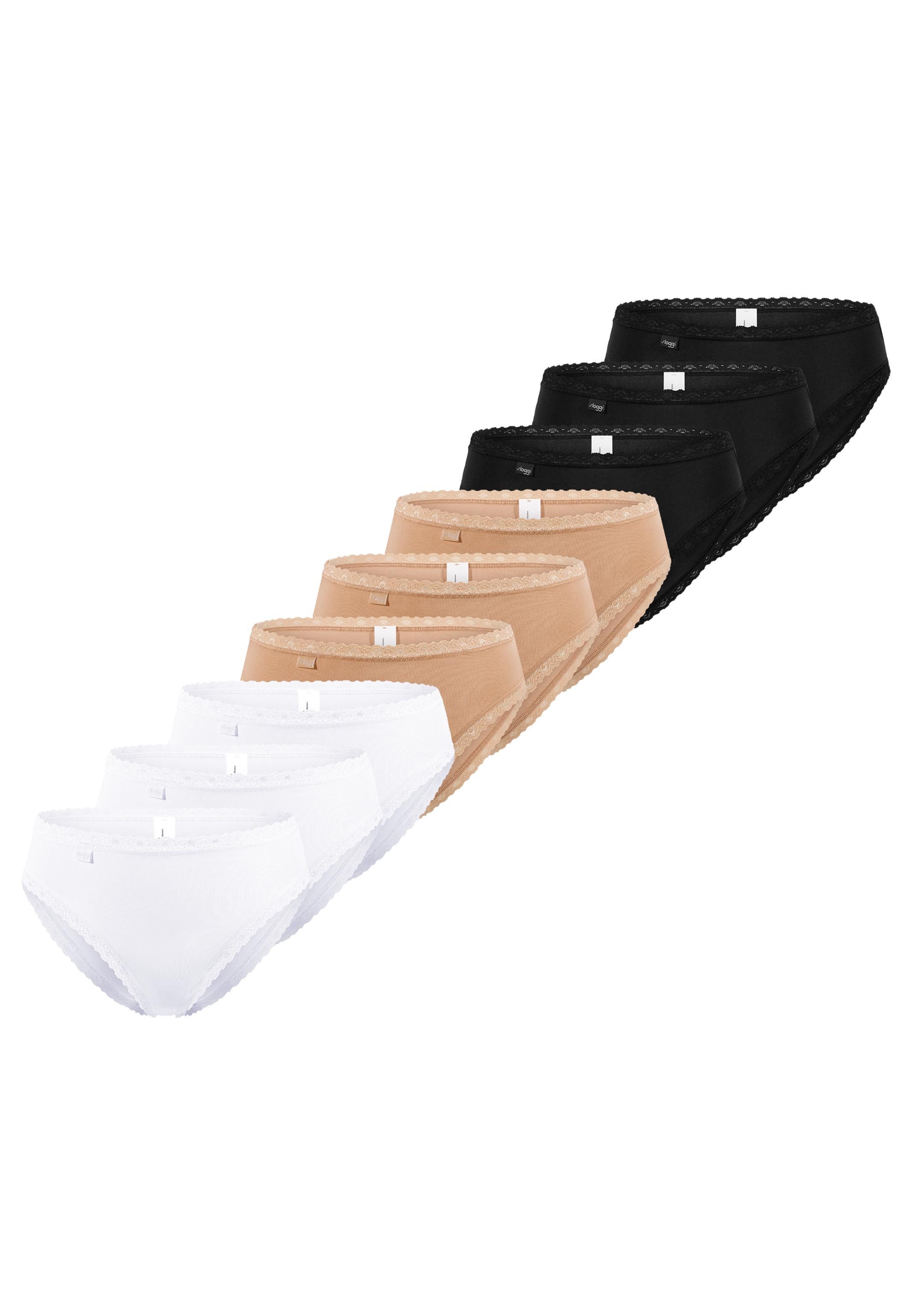sloggi Tai-Slip 9er Pack 24/7 Cotton Lace (Spar-Set, 9-St) Tai Slip - Baumwolle - Atmungsaktiv