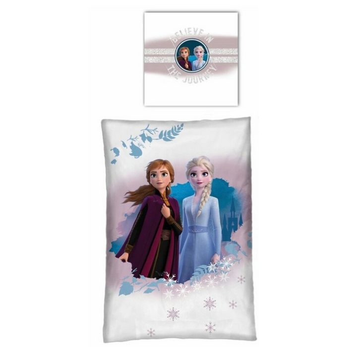 Bettwäsche Die Eiskönigin Mikrofaser Bettwäsche Set - Anna und Elsa Disney Frozen Polyester 135/140 x 200 cm Deckenbezug 63x63 cm Kissenbezug